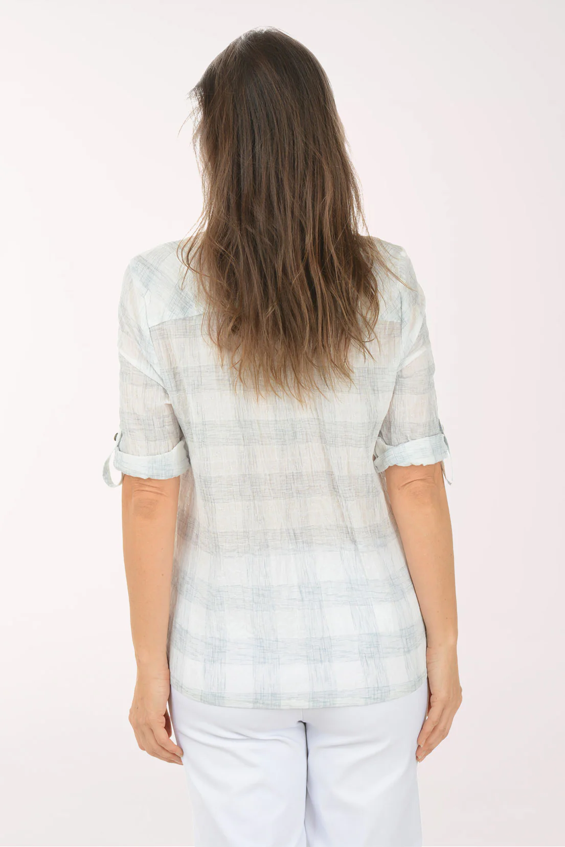 Etched Plaid Cotton Voile Blouse - Image 3