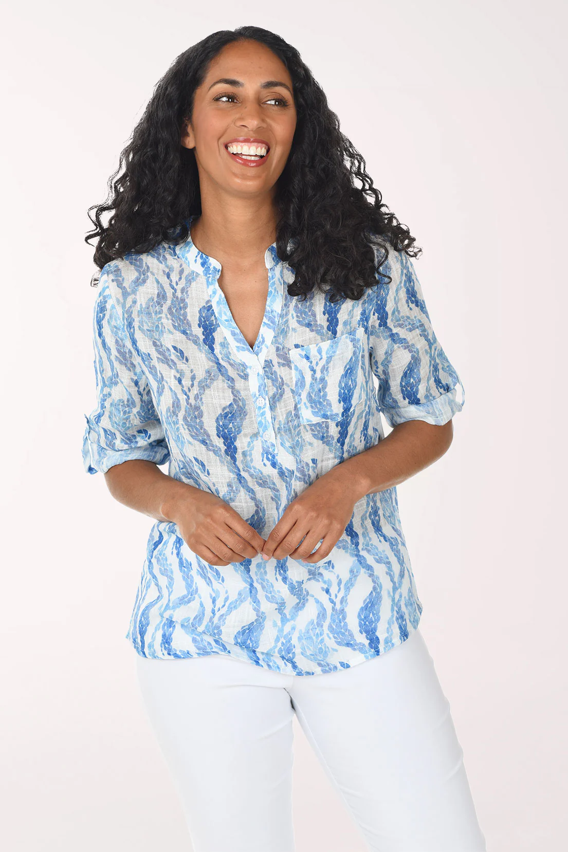 Blue Vines Breezy Gauze Blouse