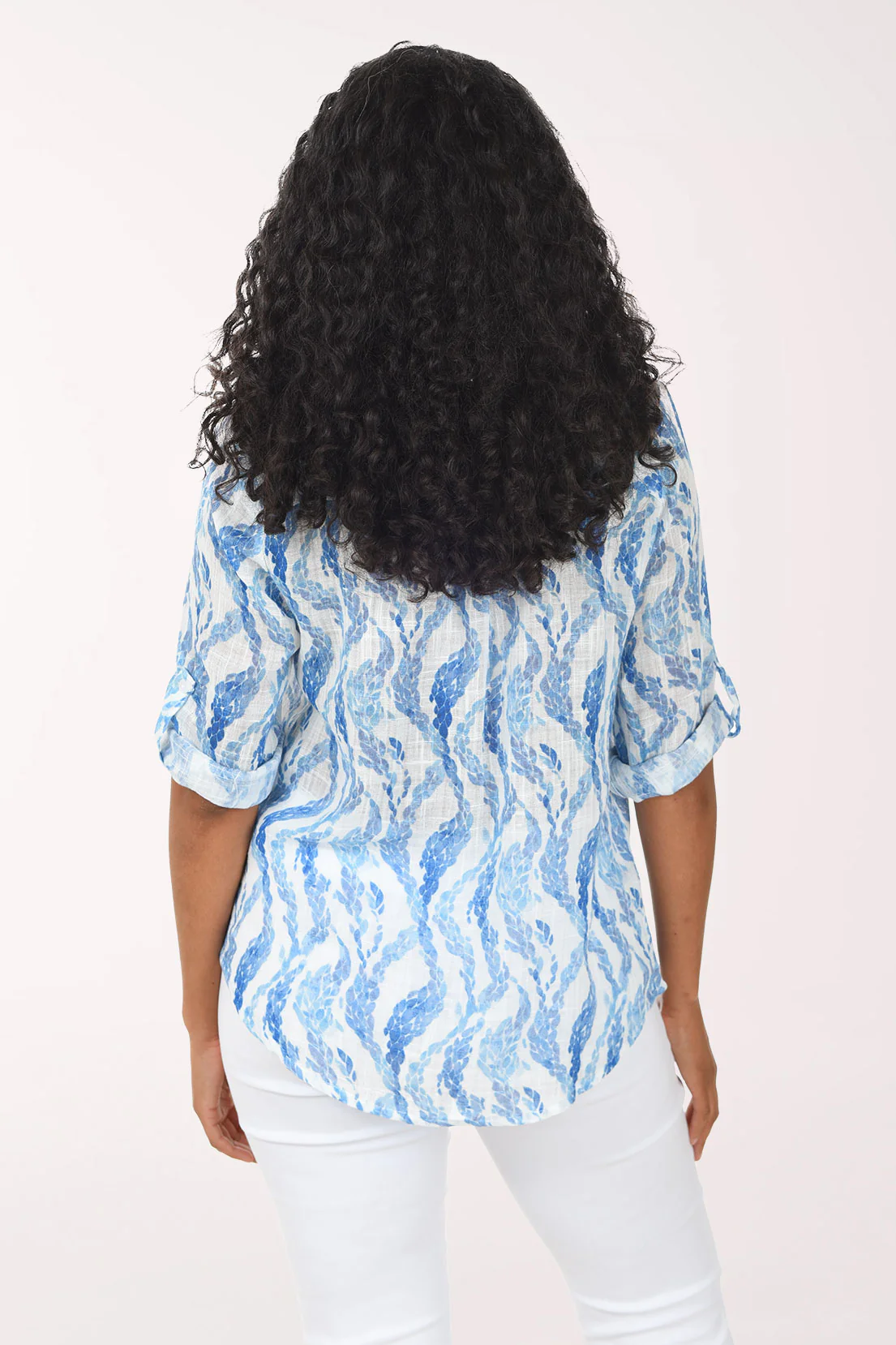 Blue Vines Breezy Gauze Blouse - Image 3
