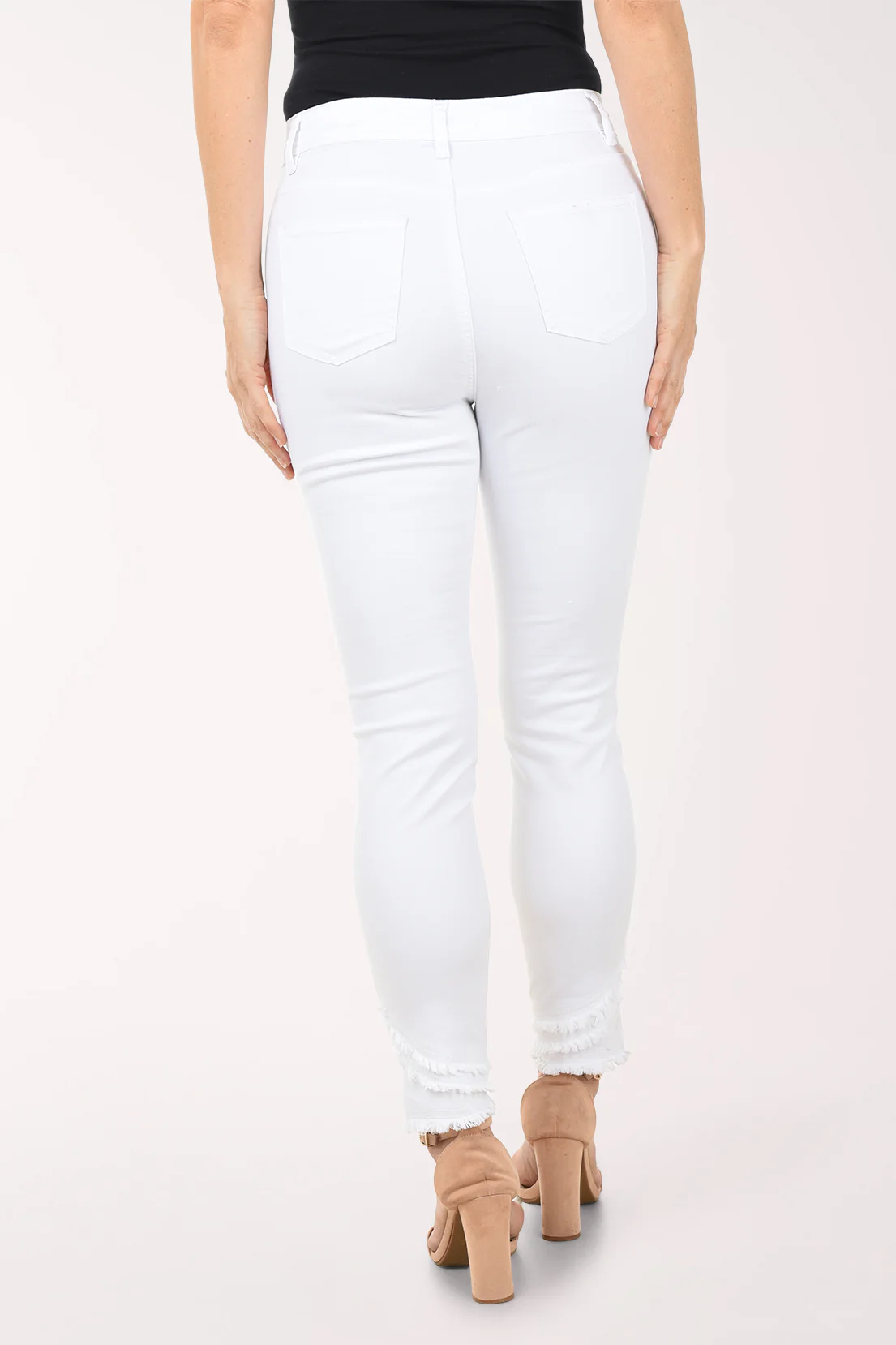 Frayed Curved Hem Twill Ankle Pant - Image 4