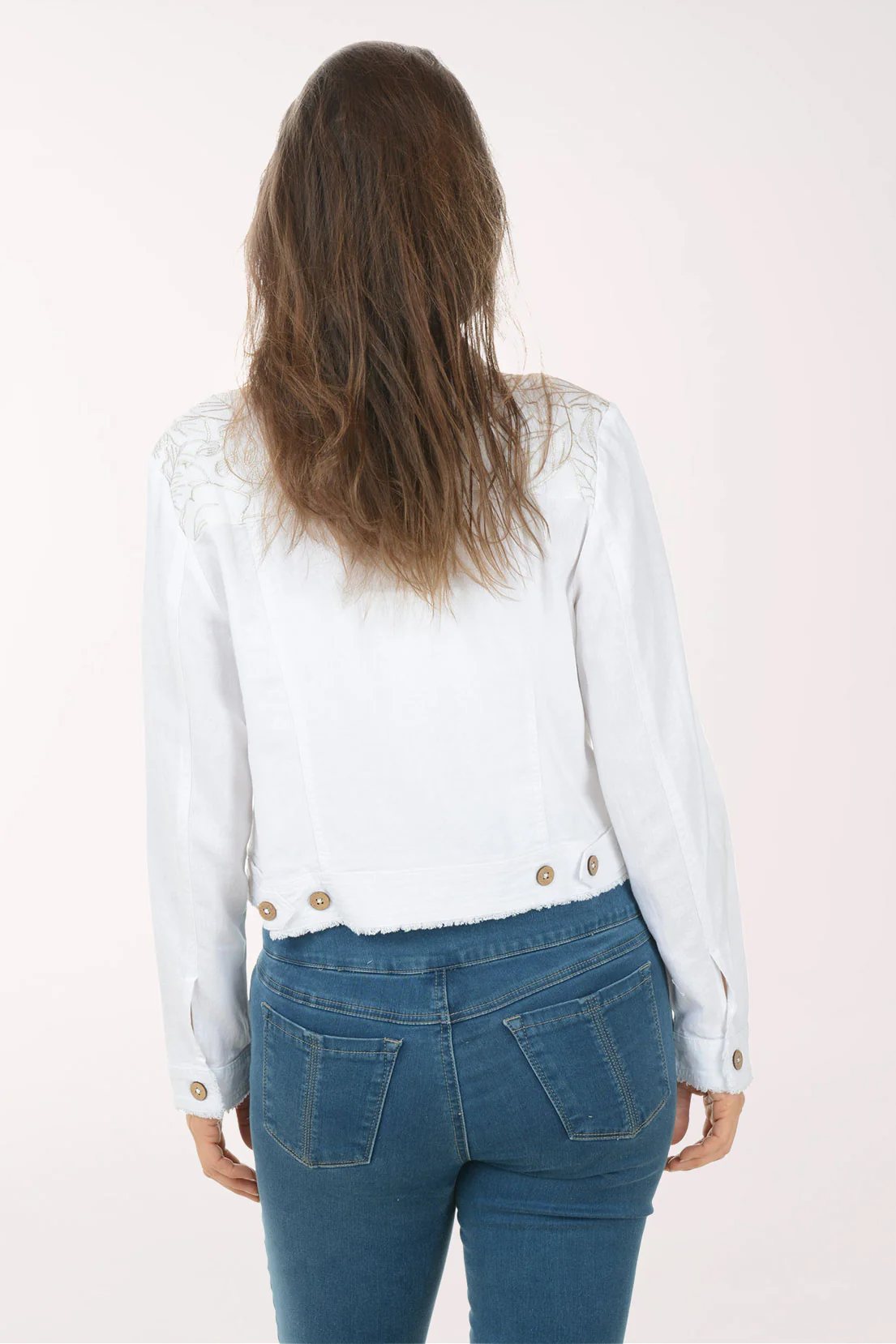 Embroidered Floral Linen-Blend Jacket - Image 4
