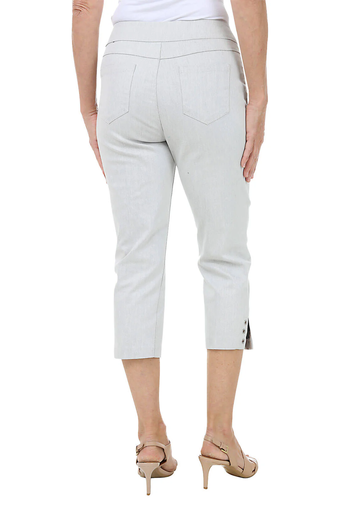 Rhinestone Grommet Denim Capri Pant - Image 3