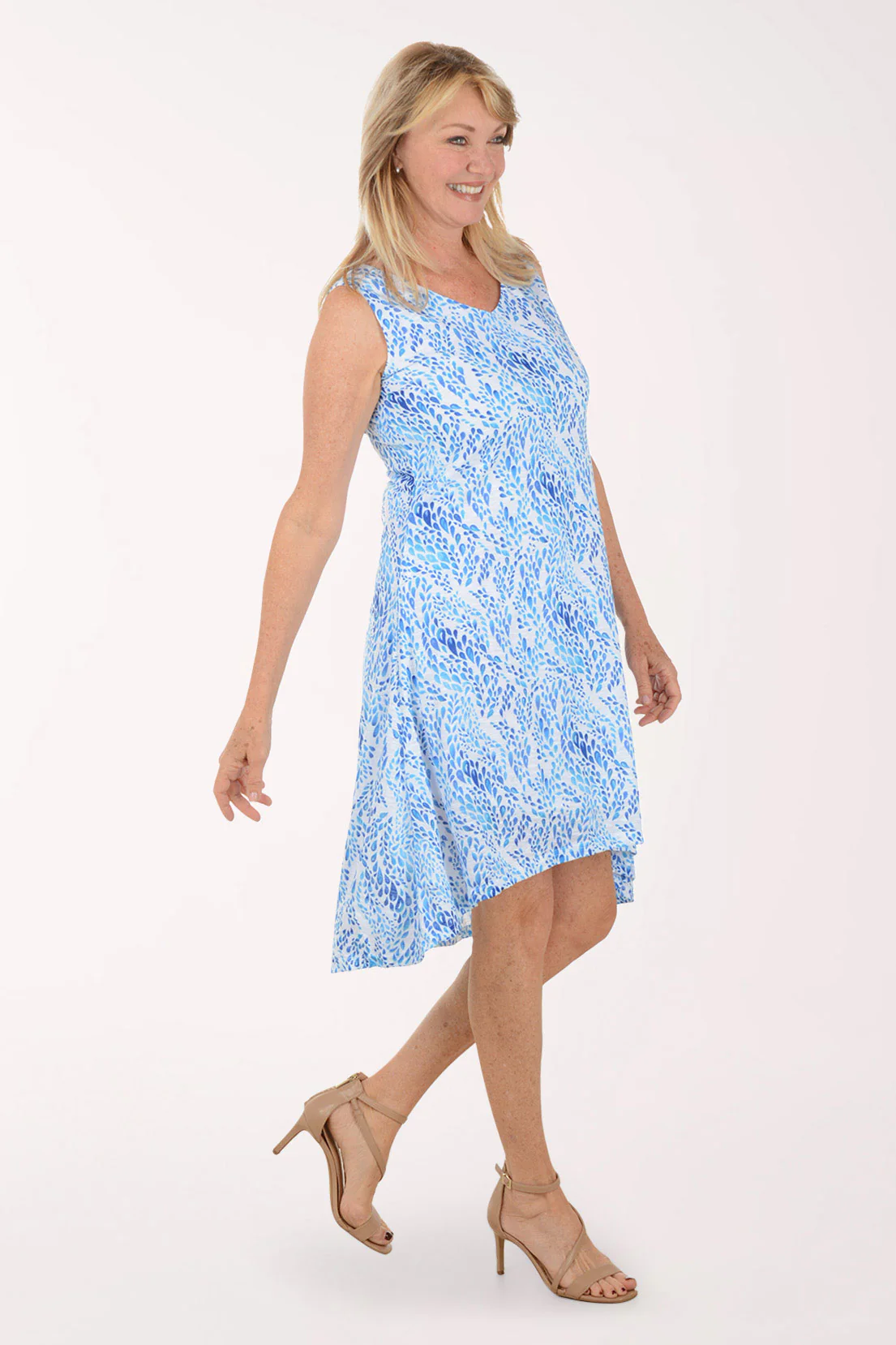 Water Droplets Sleeveless High-Low Dress - Image 2