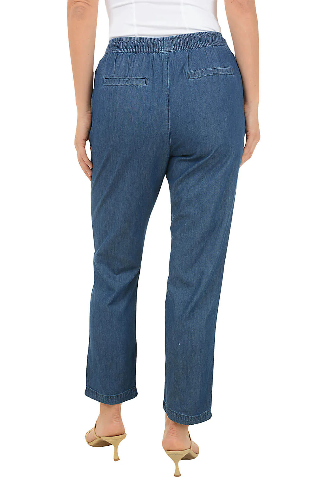 Drawstring Denim Tapered Ankle Pant - Image 4
