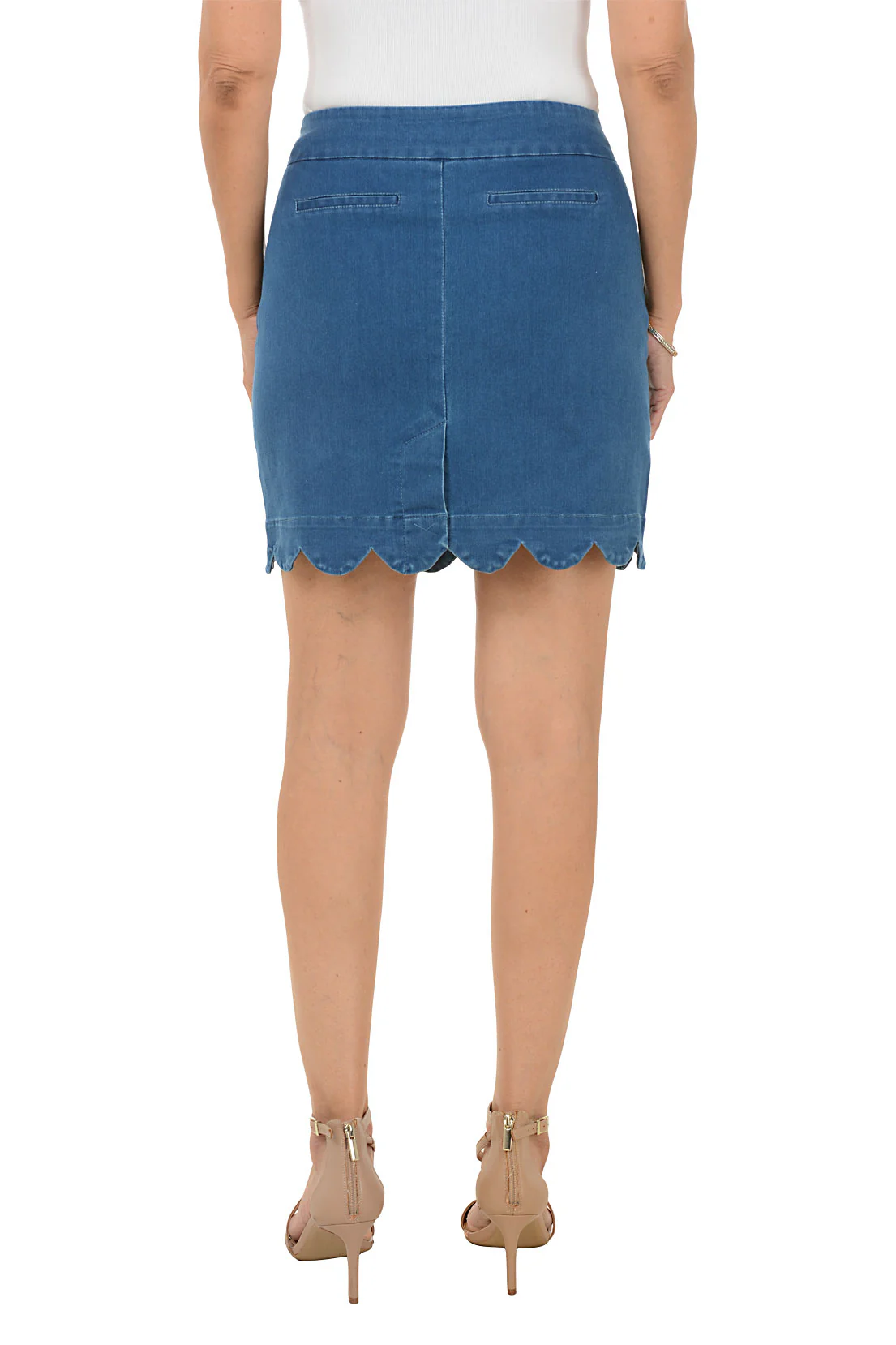 Denim Pull-On Scalloped Skort - Image 4