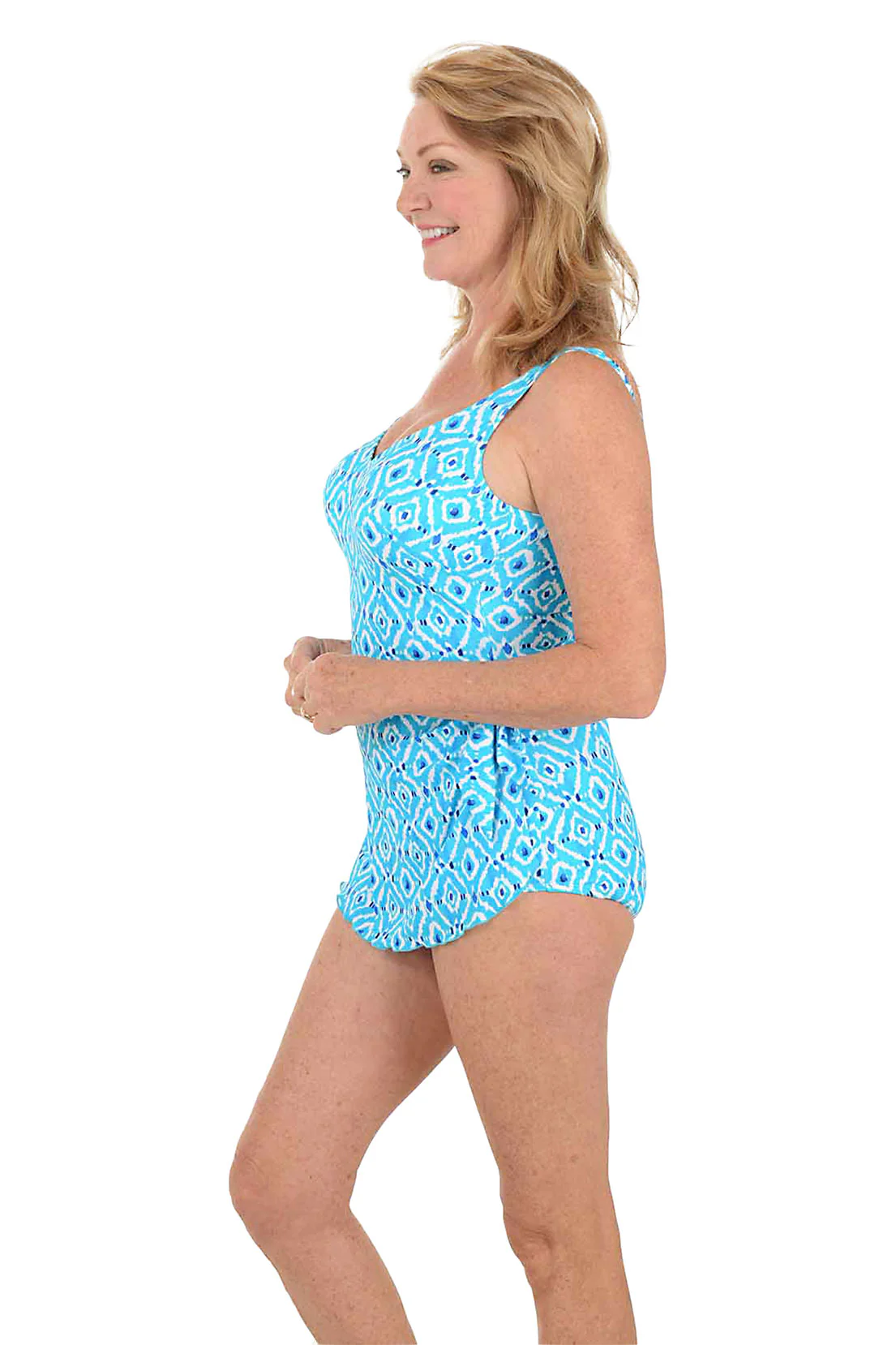 Coastal Tile V-Neck Sarong Swimsuit - Image 2
