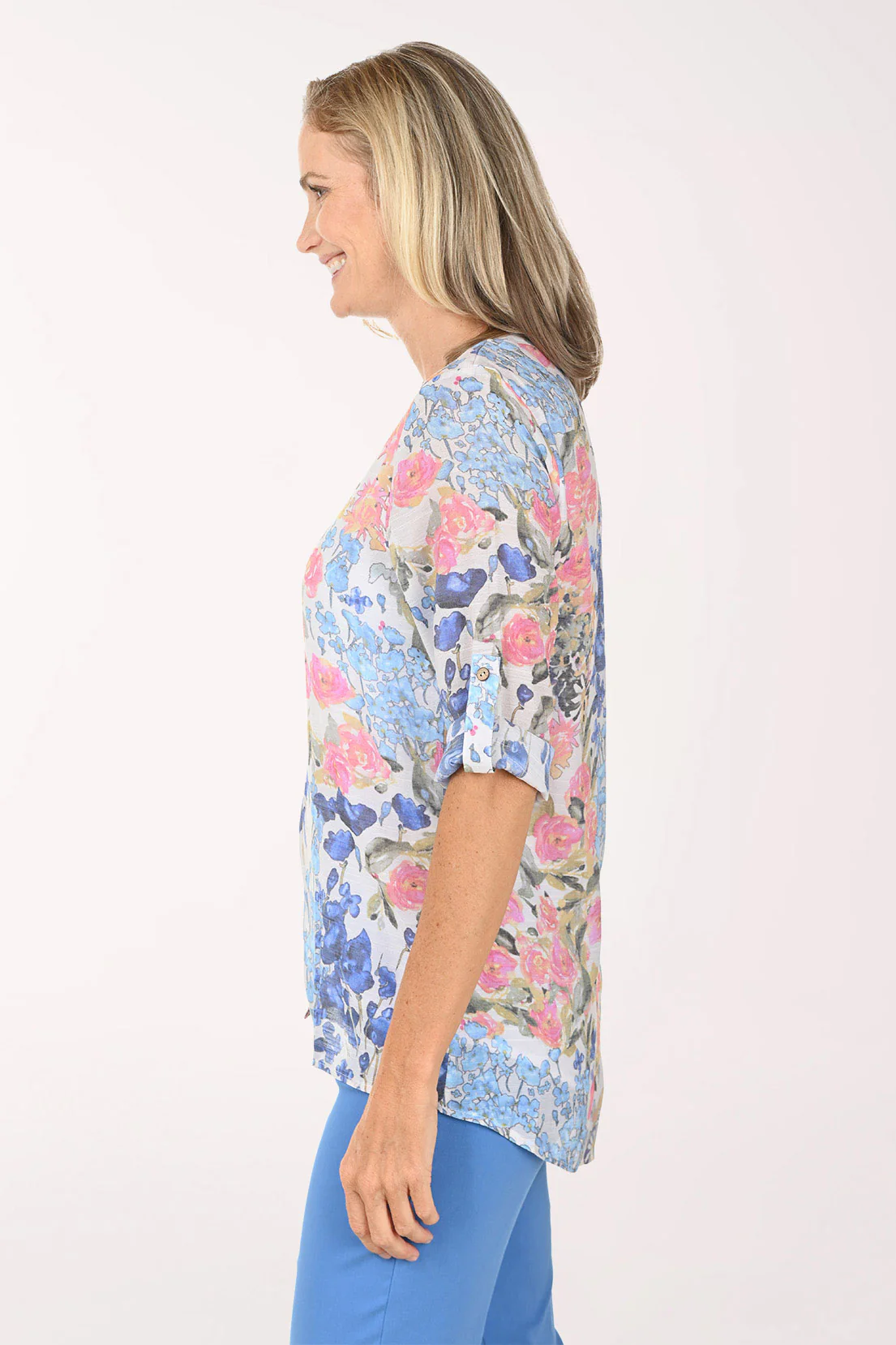 Tea Rose Bouquet Button-Front Blouse - Image 2