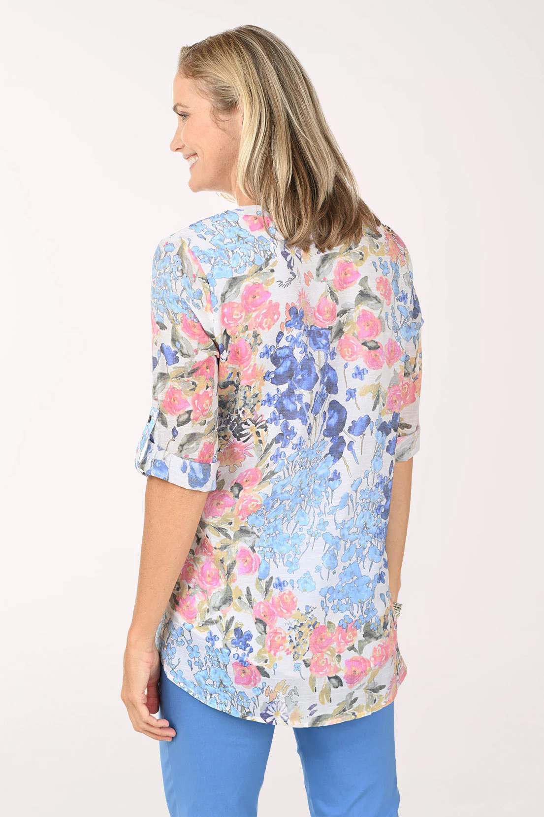 Tea Rose Bouquet Button-Front Blouse - Image 3