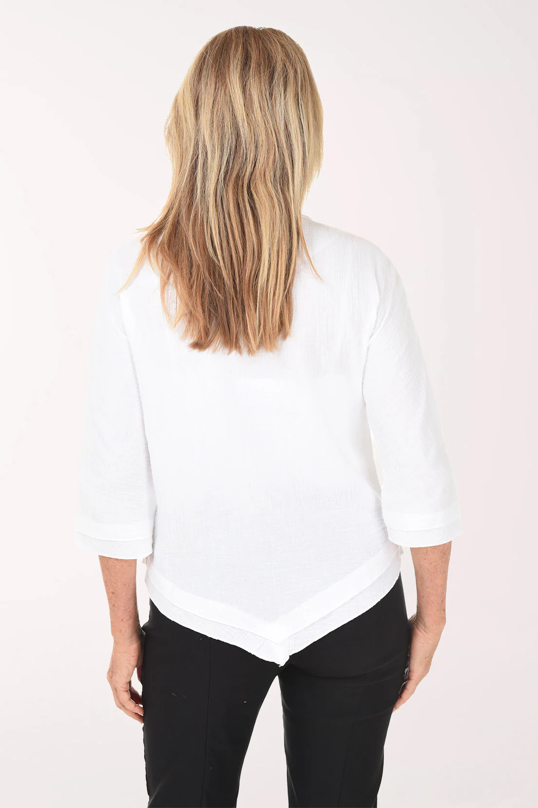 Bubble Gauze Handkerchief Hem Blouse - Image 3