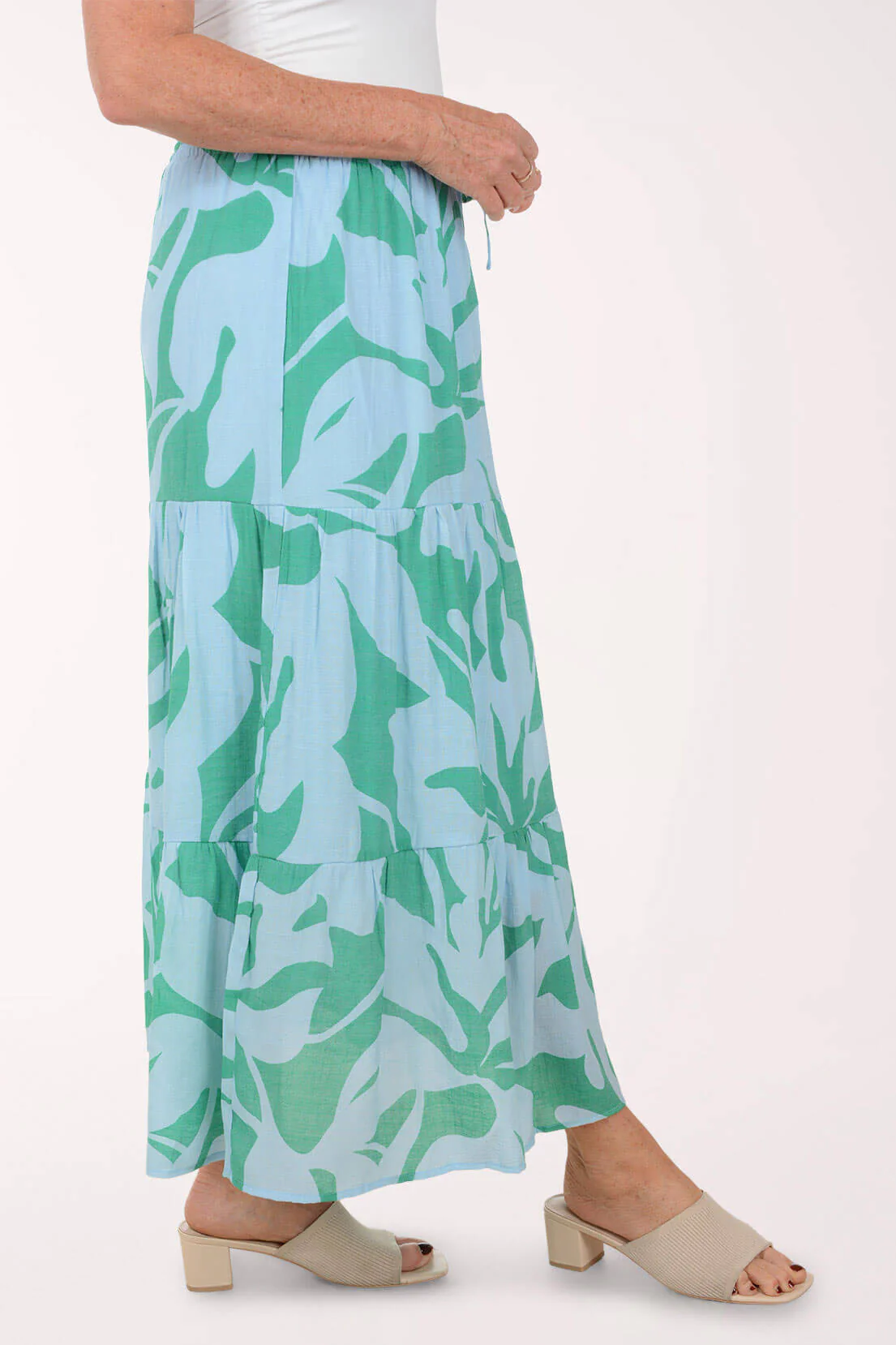 Vibrant Ivy Drawstring Tiered Maxi Skirt - Image 2