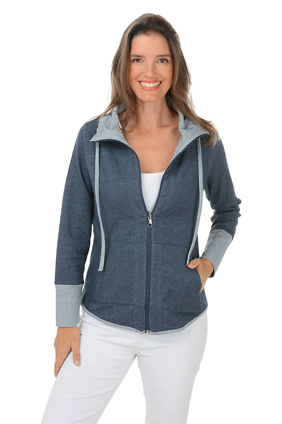 Reversible Striped Zip-Front Jacket
