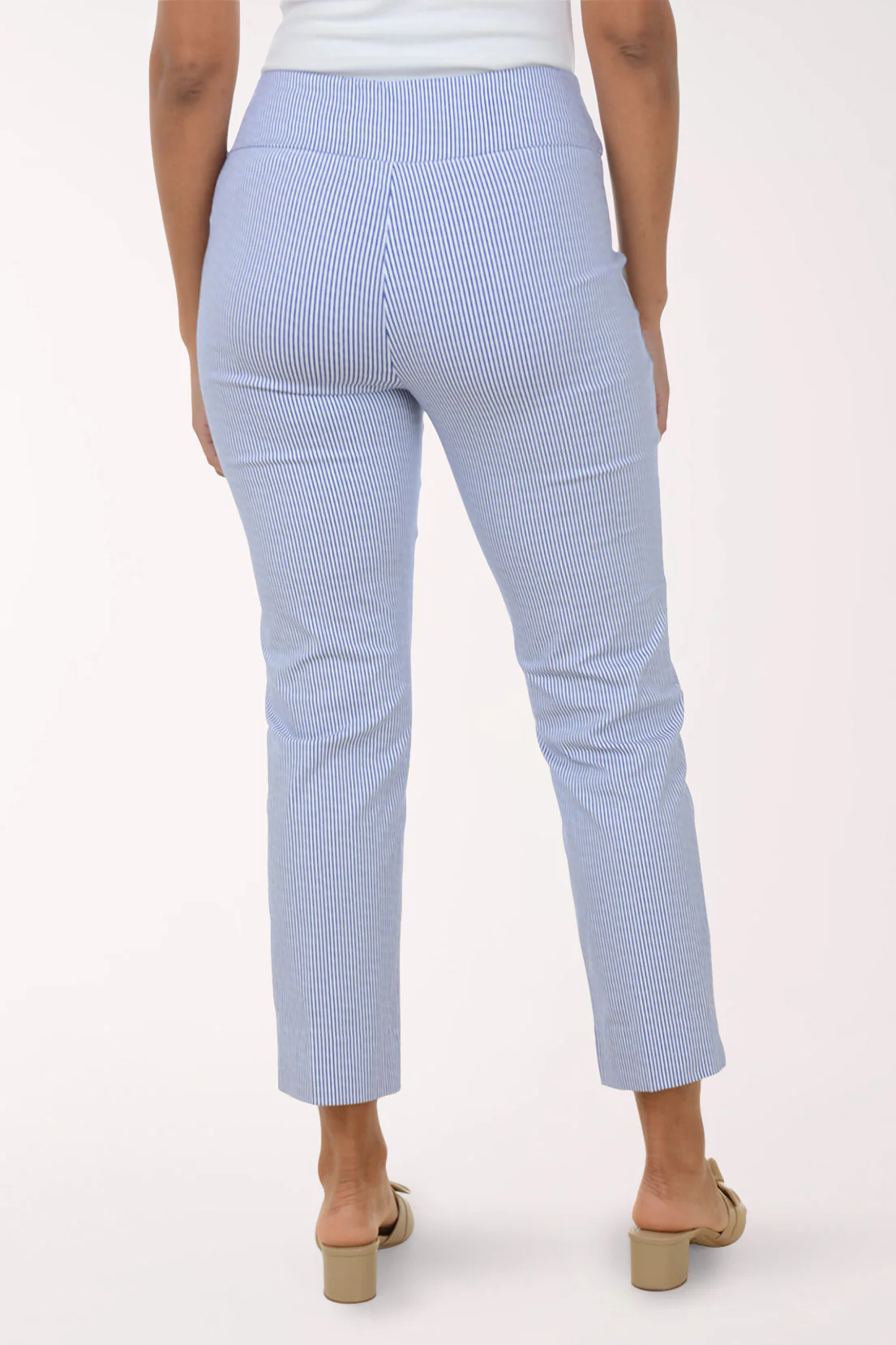 Petite Navy Pinstripe Pull-On Ankle Pant - Image 3