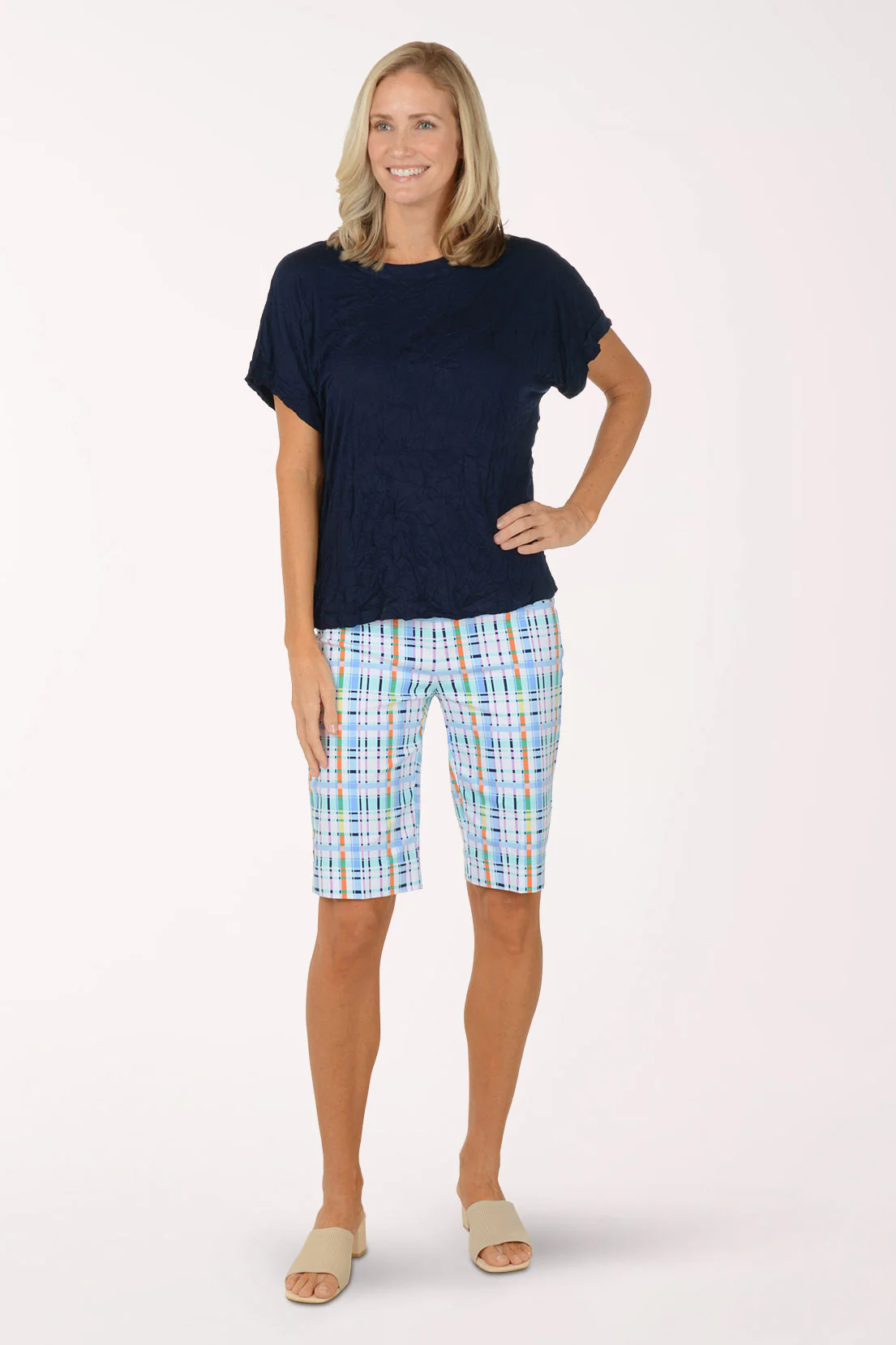 Pastel Plaid Pull-On Bermuda Short - Image 5