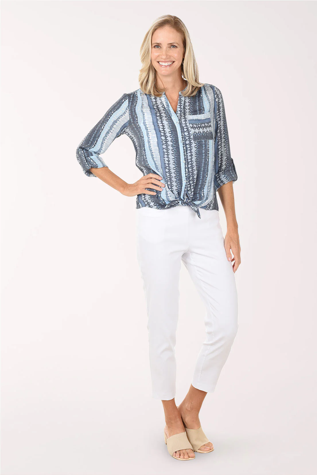 Marine Striped Button-Front Blouse - Image 4