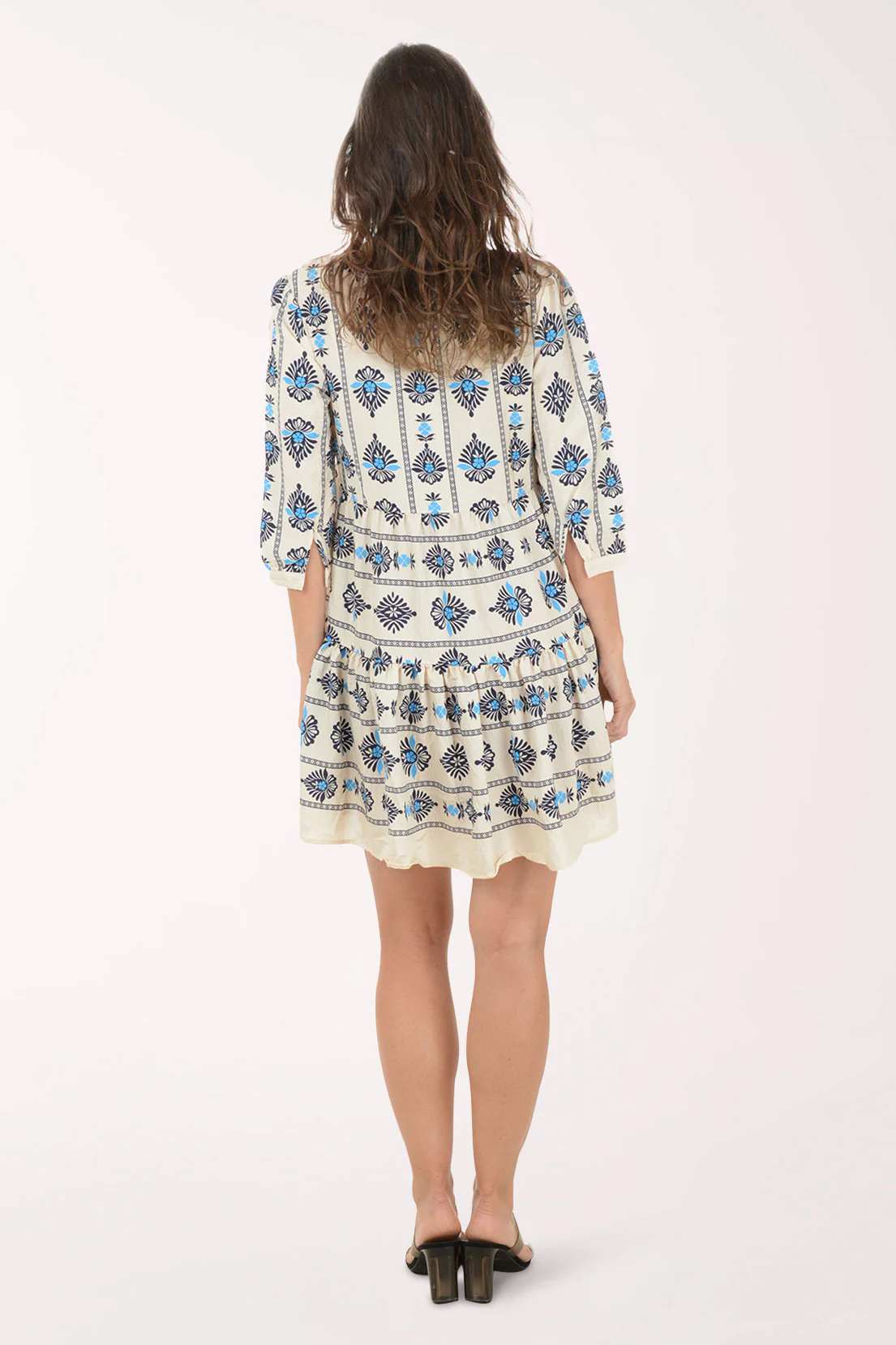 Blue Flowerbud Tiered Flounce Dress - Image 3