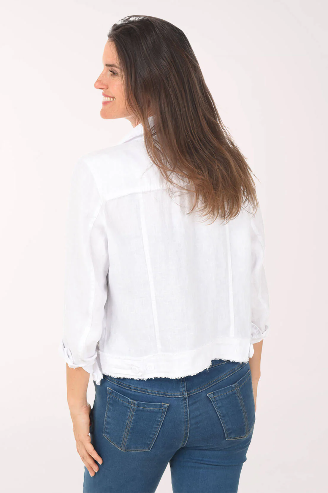 100% Linen Lightweight Frayed Edge Jacket - Image 4