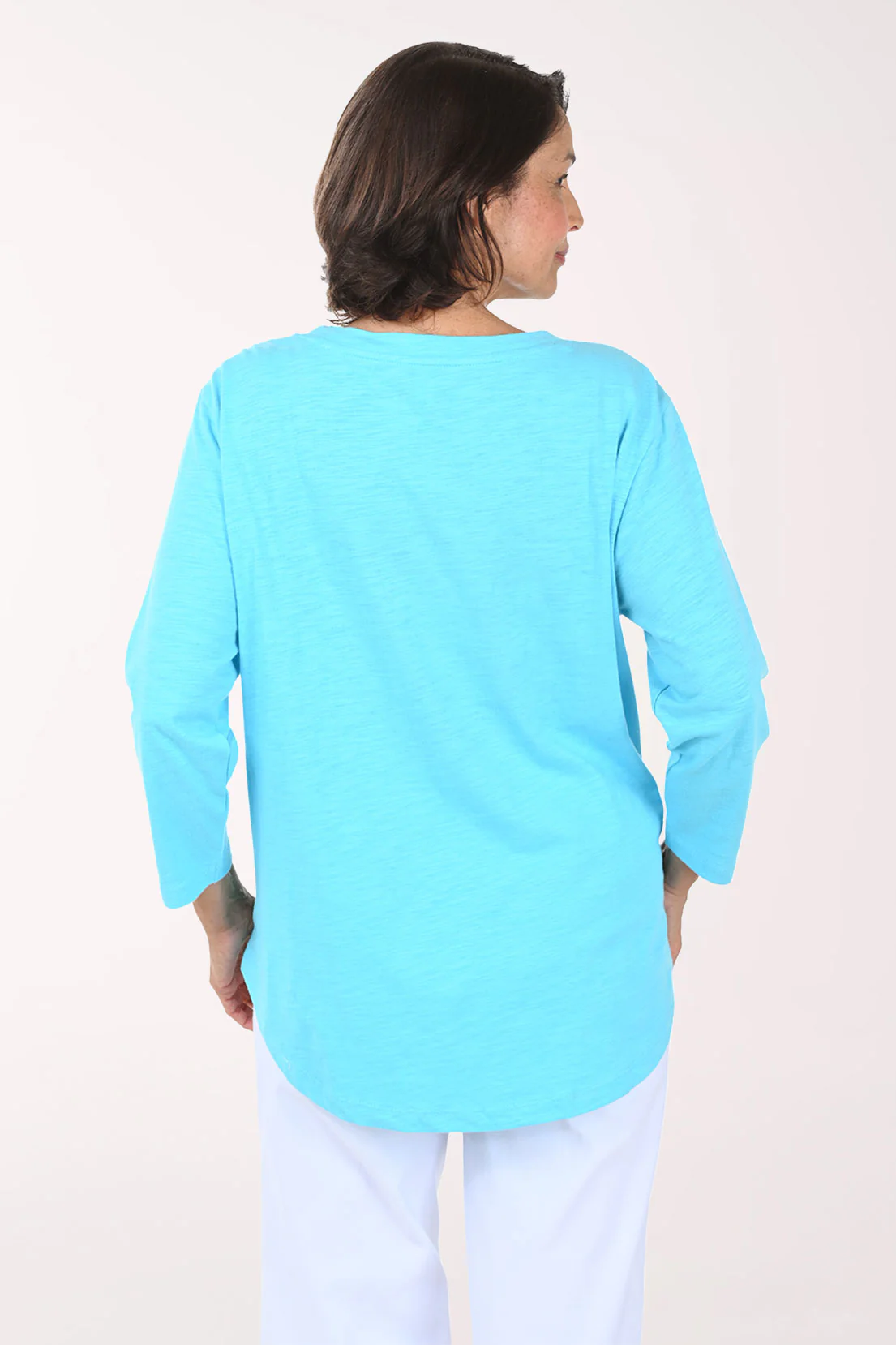 Pool Blue Daisy Cotton Tunic Top - Image 4