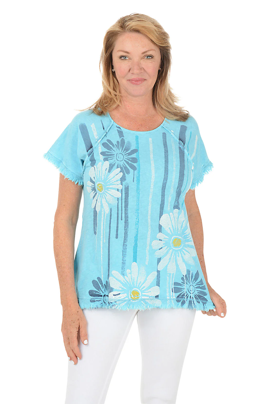 Groovy Frayed Raglan Sleeve Top