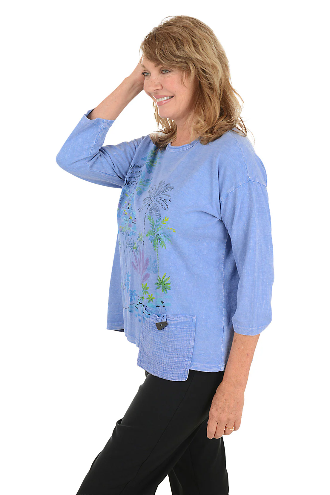 Caribe Mineral Wash Gauze Pocket Top - Image 2