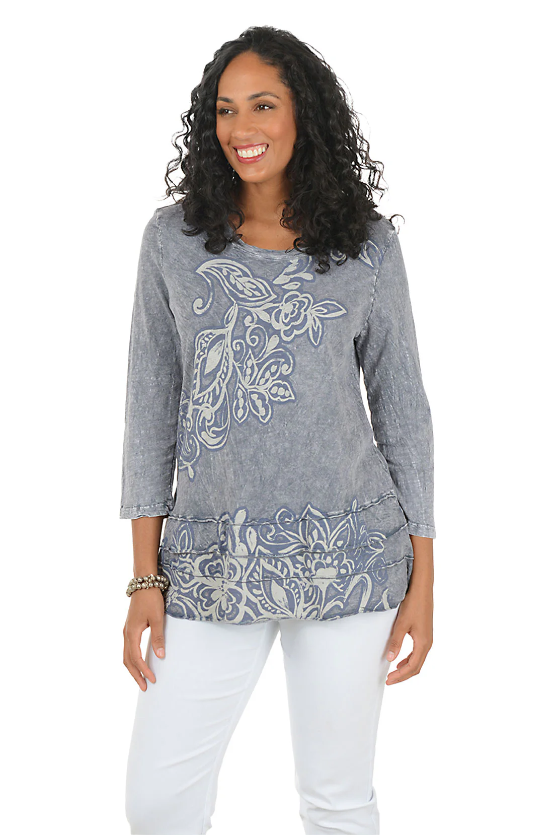 Botany Mineral Wash Ruffled Hem Top