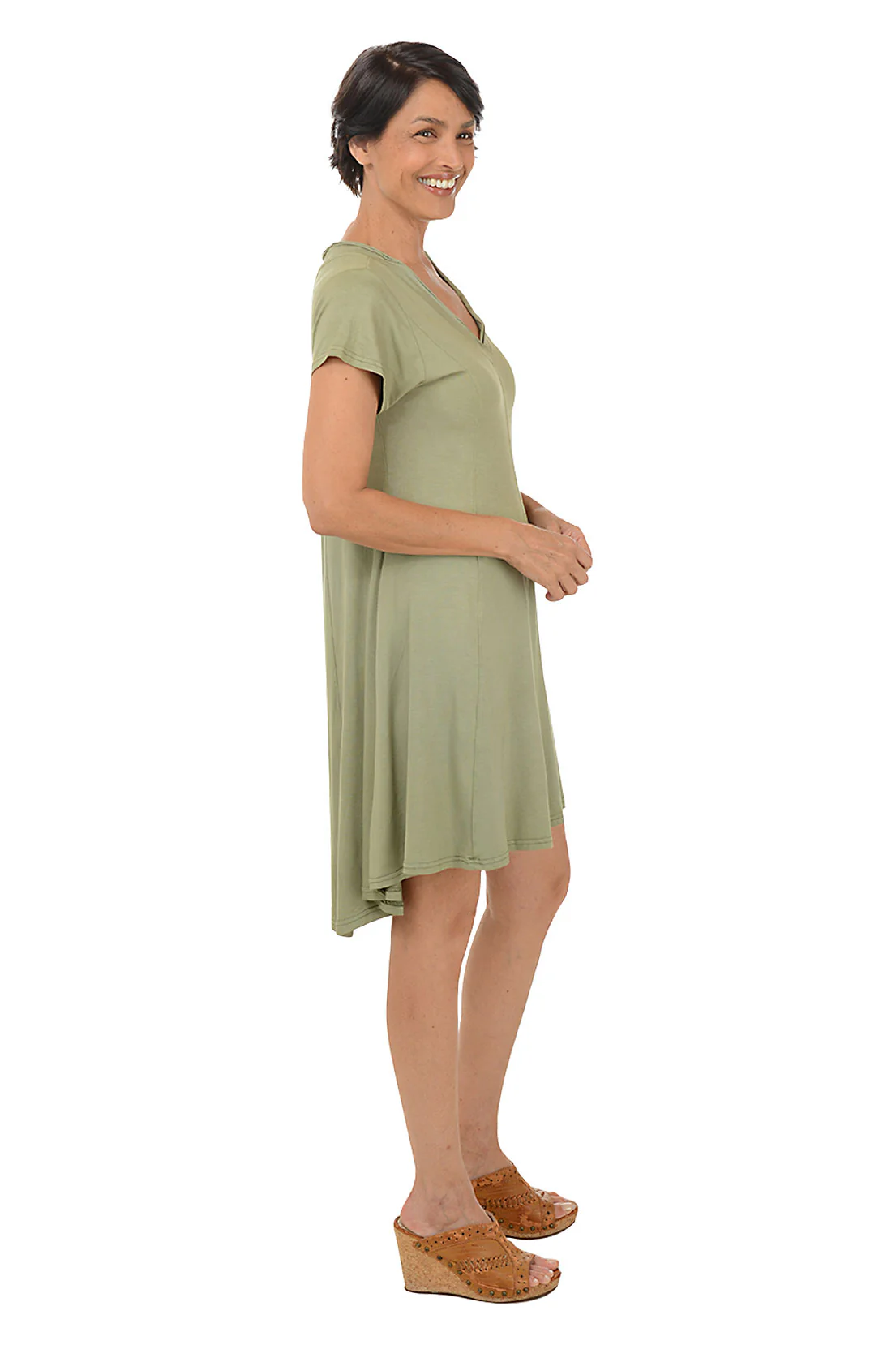 Solid Princess Seam Skater Dress - Image 2