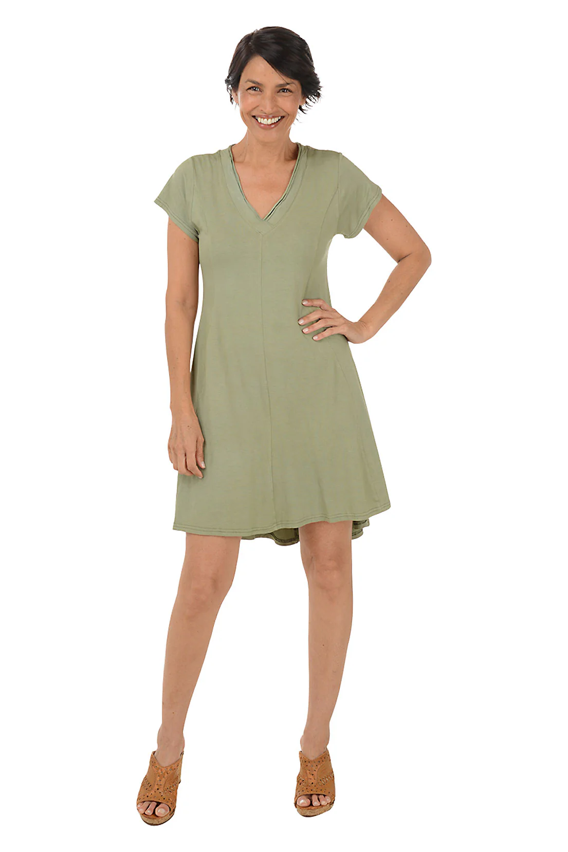 Solid Princess Seam Skater Dress - Image 4