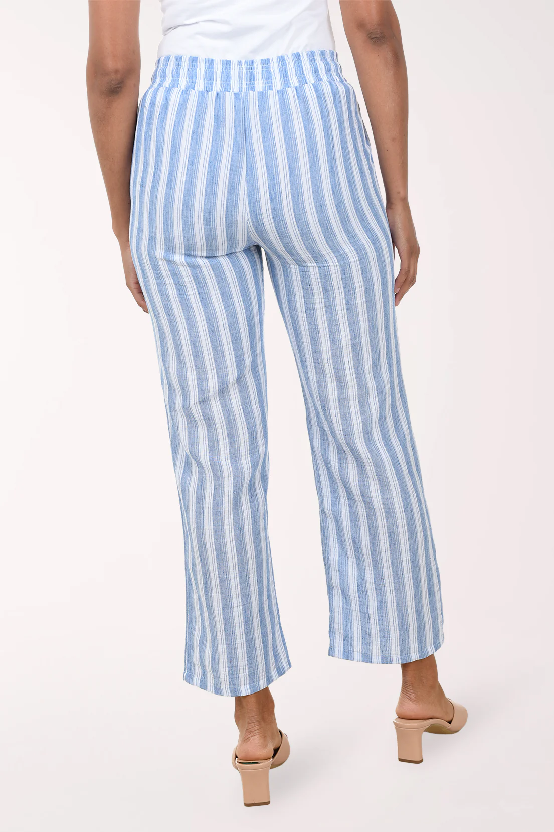 Striped Crepe Smocked Waist Pant - Image 4