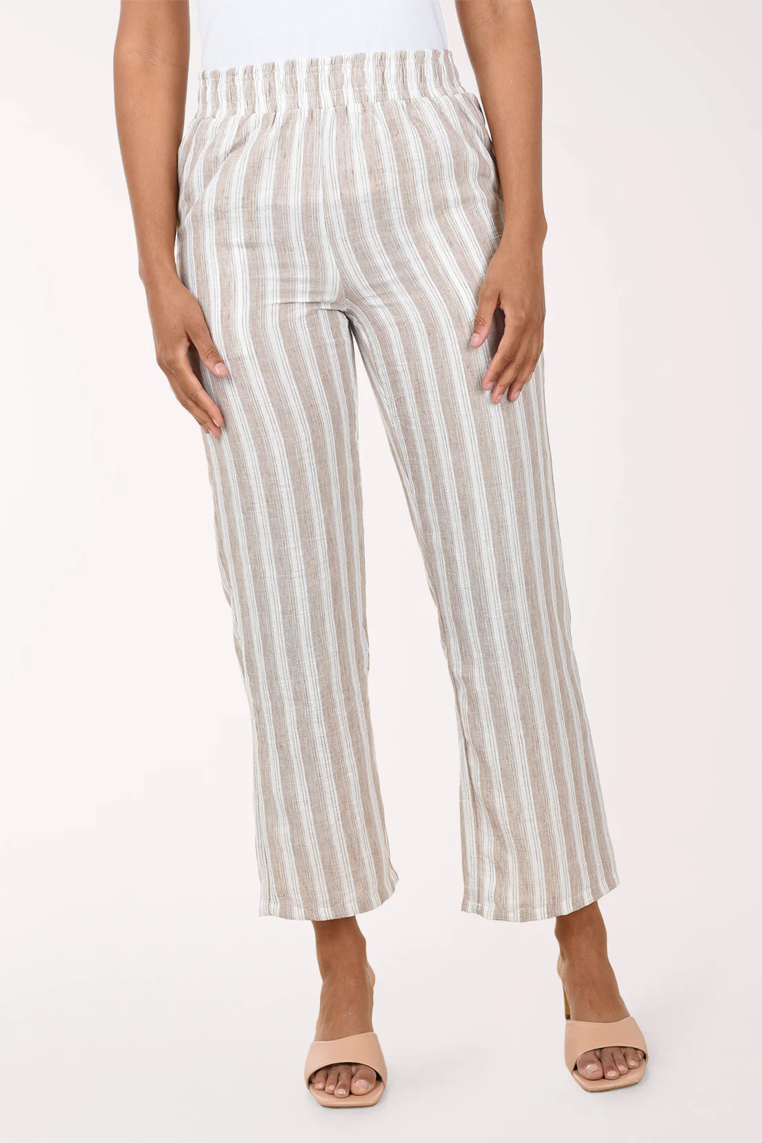 Striped Crepe Smocked Waist Pant - Image 6