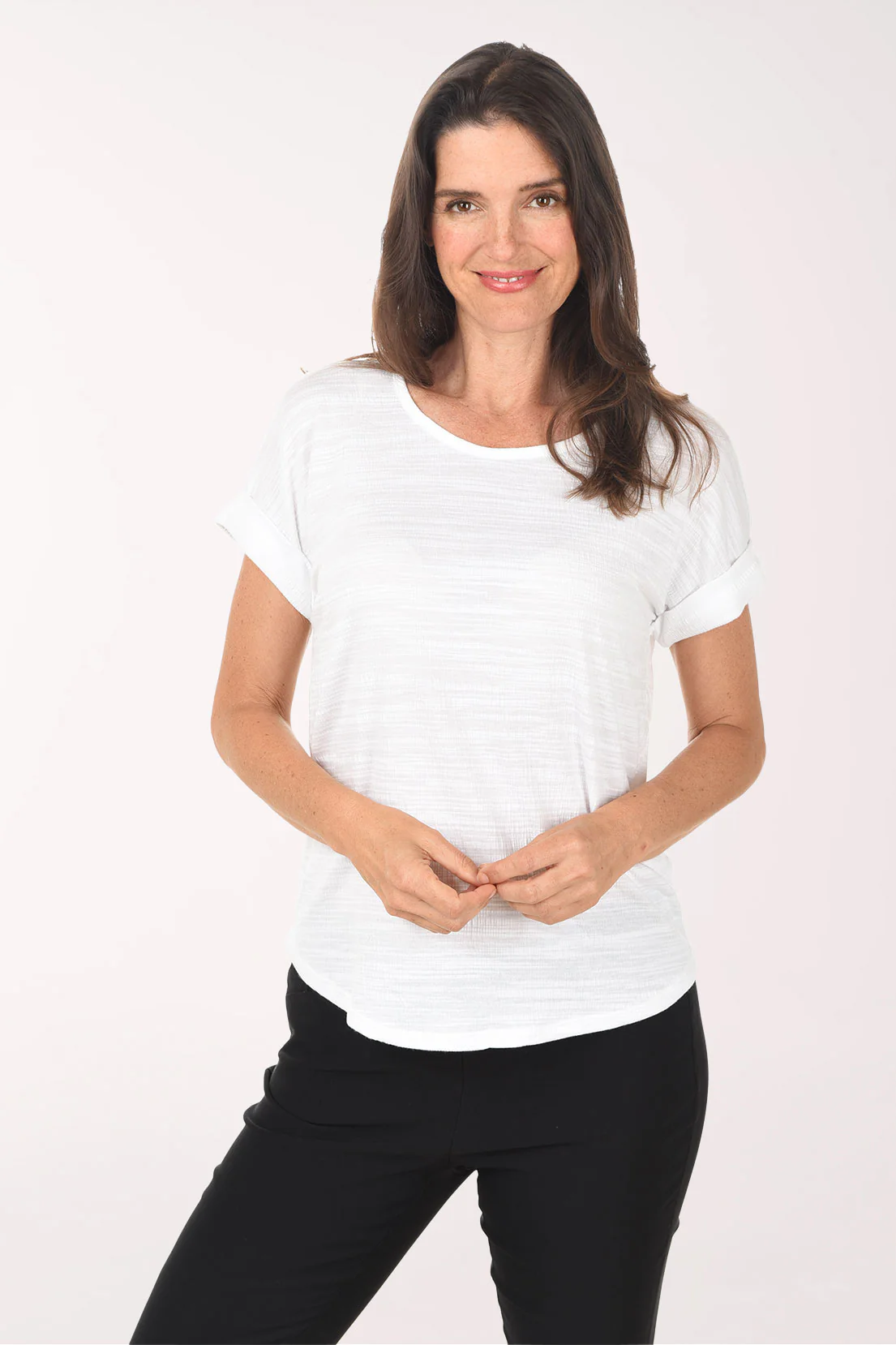 Slub Knit Button Back Short Sleeve Top - Image 6