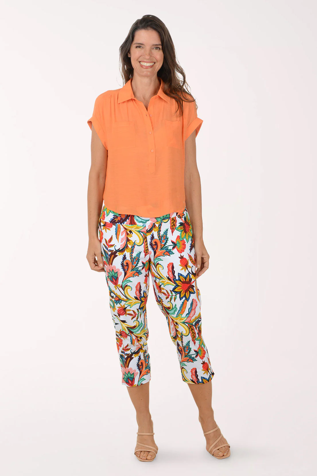 Cherry Floral Pull-On Capri Pant - Image 5