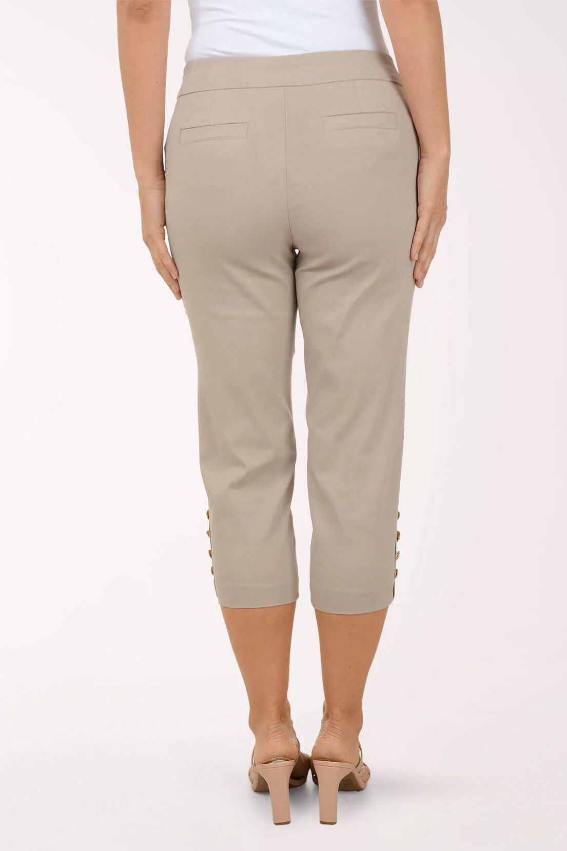 Shell Button Hem Capri Pant - Image 4