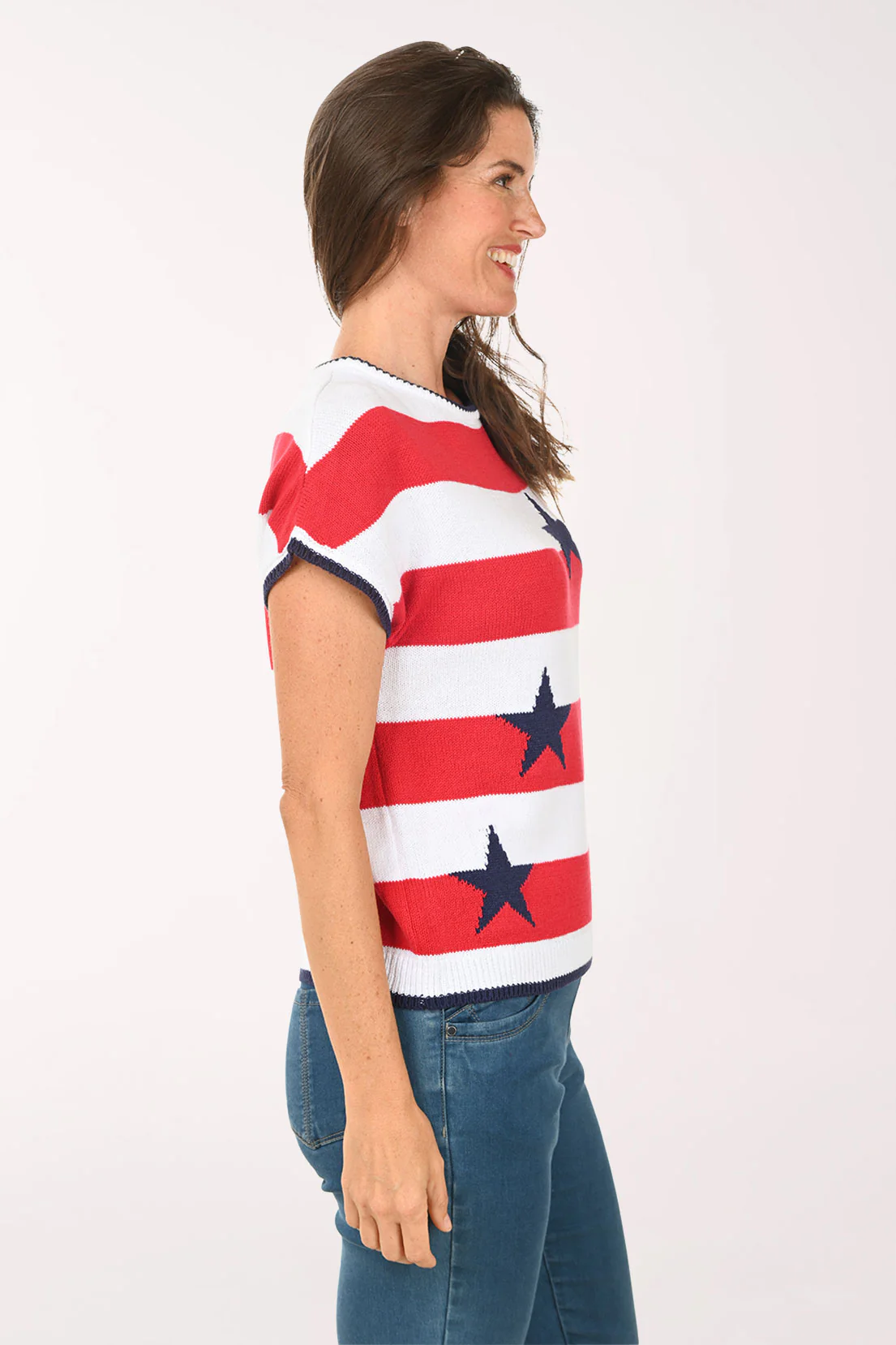 Stripes And Stars Short Sleeve Sweater - Image 2