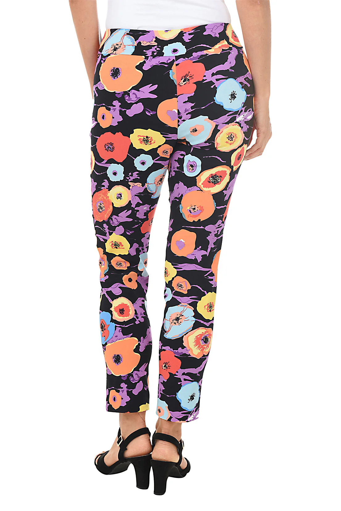 Black Floral Pull-On Ankle Pant - Image 4