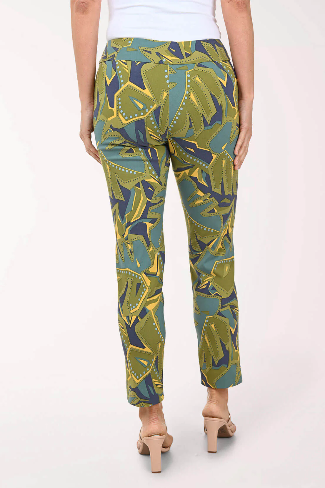 Green Abstract Pull-On Ankle Pant - Image 3