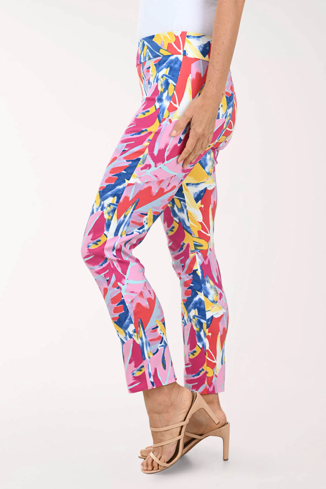 Pink Abstract Pull-On Ankle Pant - Image 2
