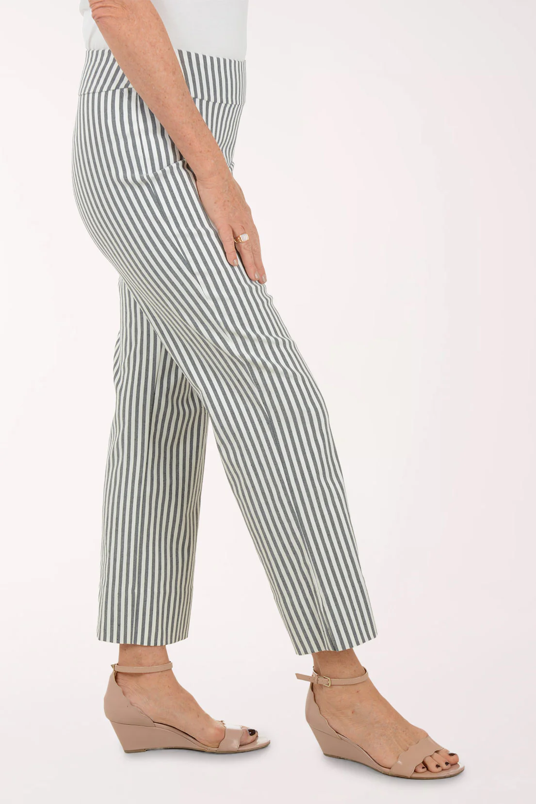 Black Stripe Flared Ankle Pant - Image 3