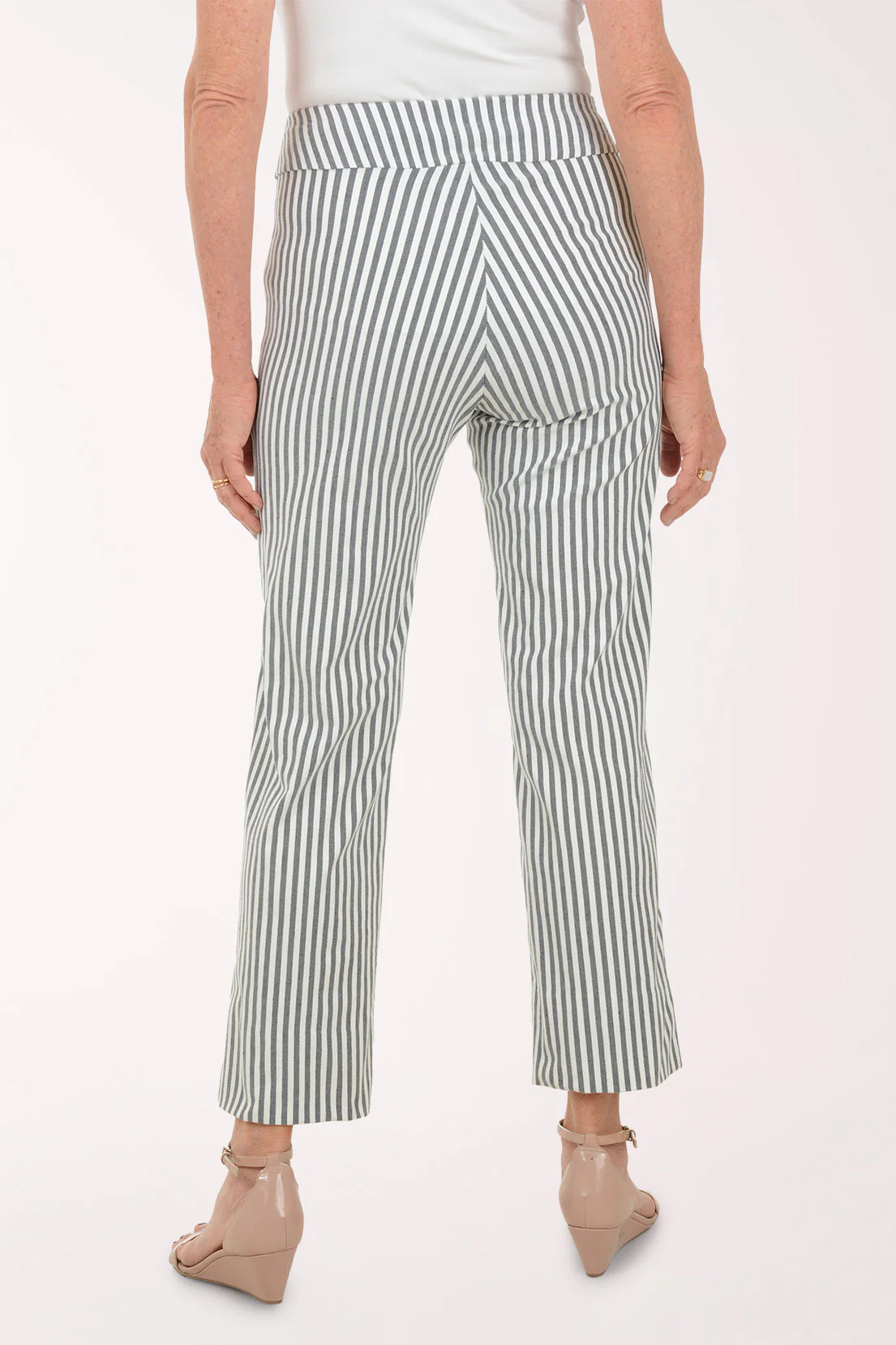 Black Stripe Flared Ankle Pant - Image 4