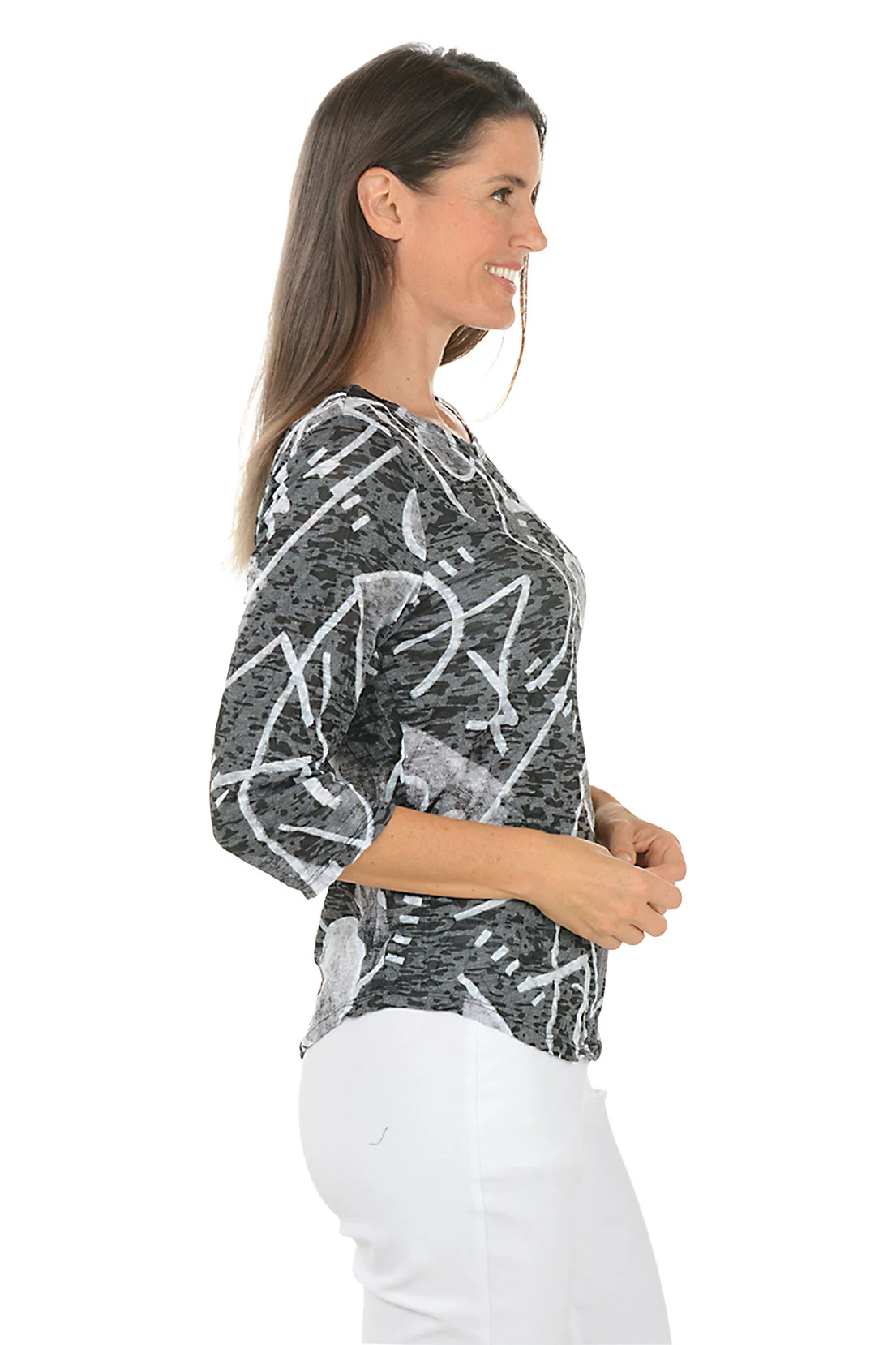 Art Skool Crushed Slub Knit 3/4 Sleeve Top - Image 2