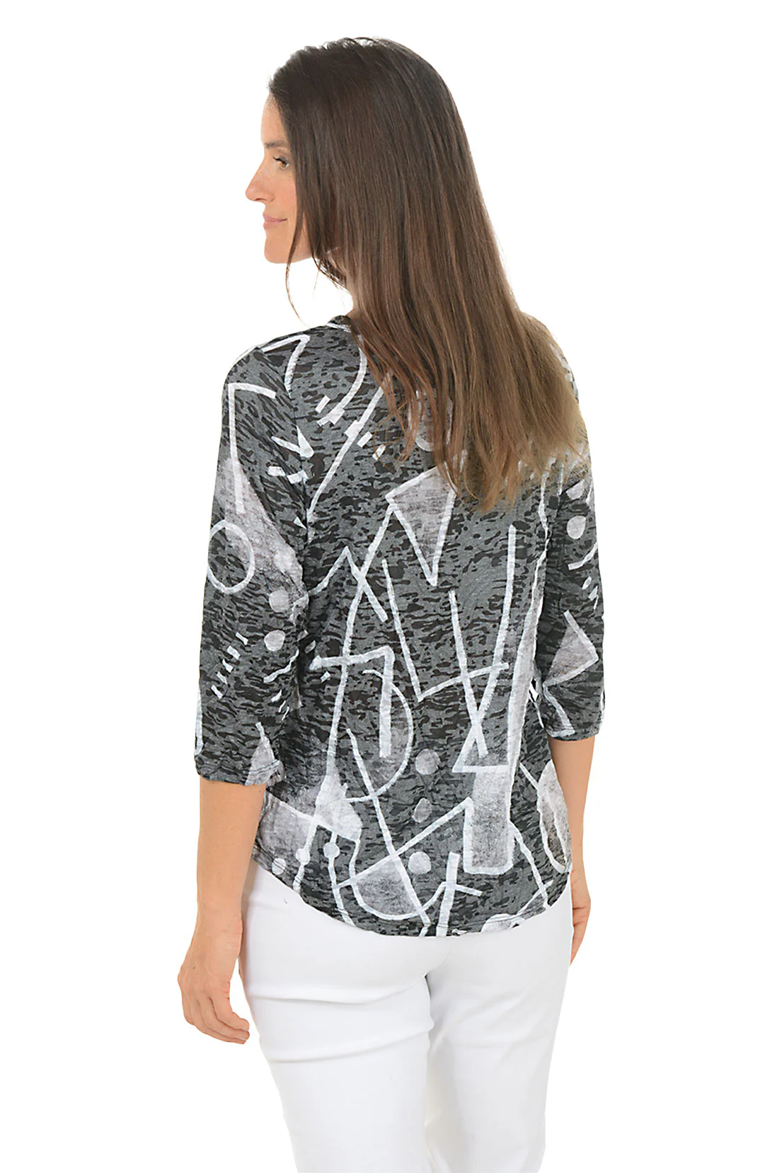 Art Skool Crushed Slub Knit 3/4 Sleeve Top - Image 3