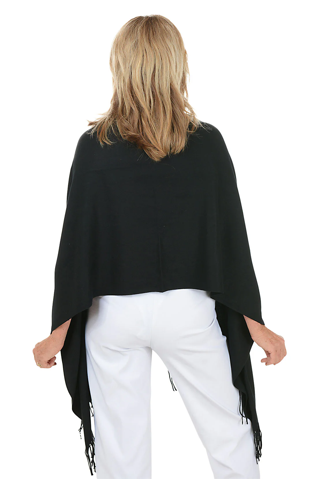 Jeweled Button Fringed Shawl - Image 3