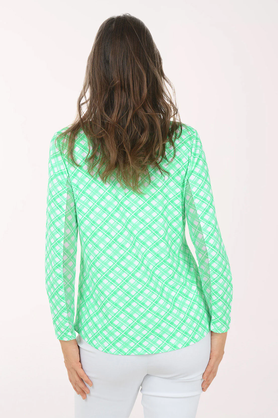 Green Plaid Cooling UPF50+ Quarter Zip Top - Image 3