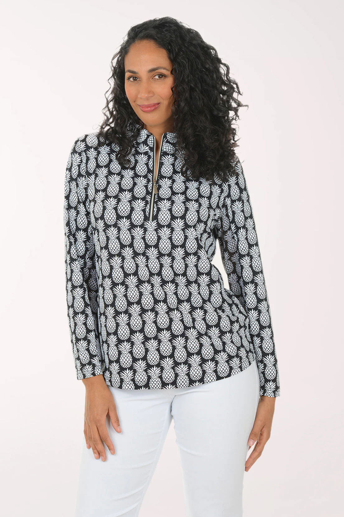 Black Pineapples Cooling UPF50+ Quarter Zip Top