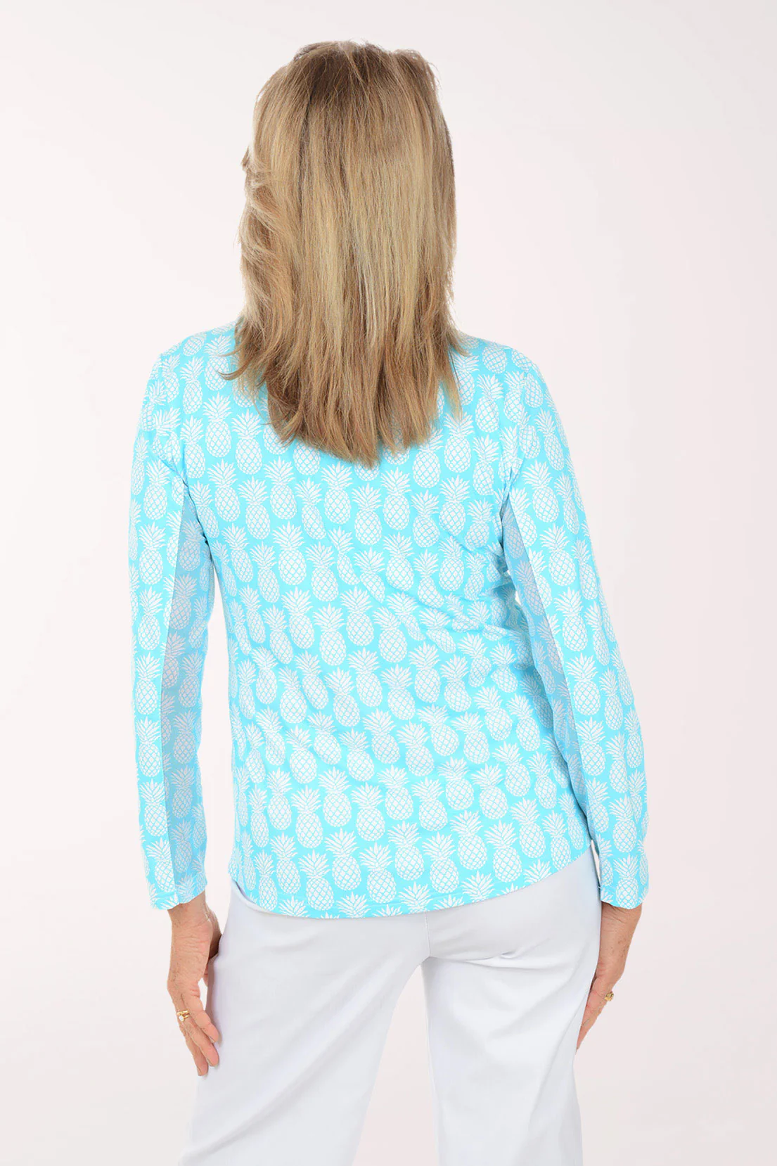 Turquoise Pineapples Cooling UPF50+ Quarter Zip Top - Image 3