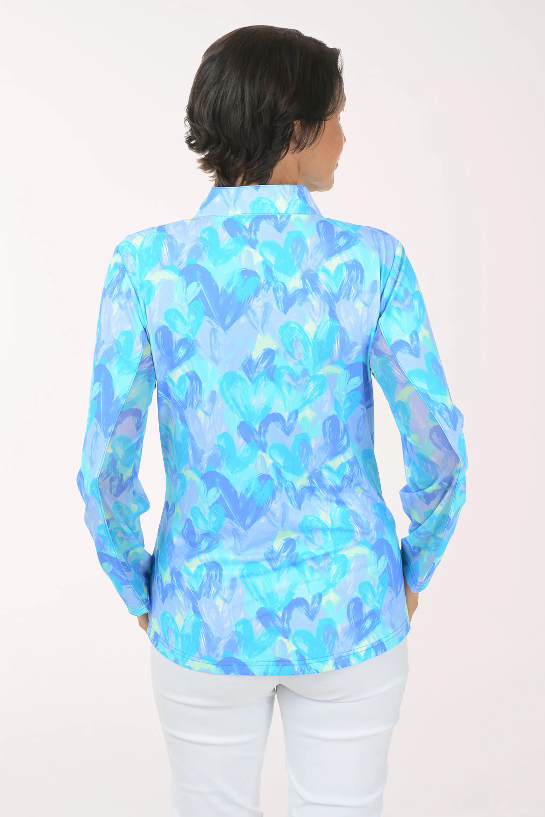 Brushstroke Hearts Cooling UPF50+ Mock Neck Top - Image 3