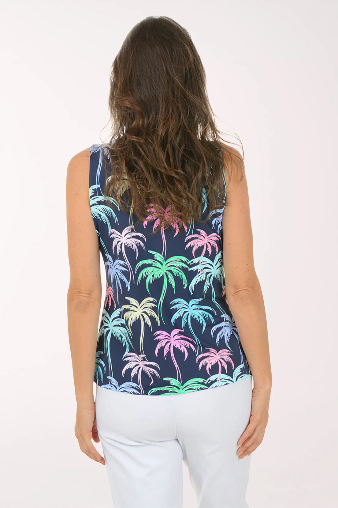 Pastel Palms Cooling UPF50+ Quarter Zip Sleeveless Top - Image 2