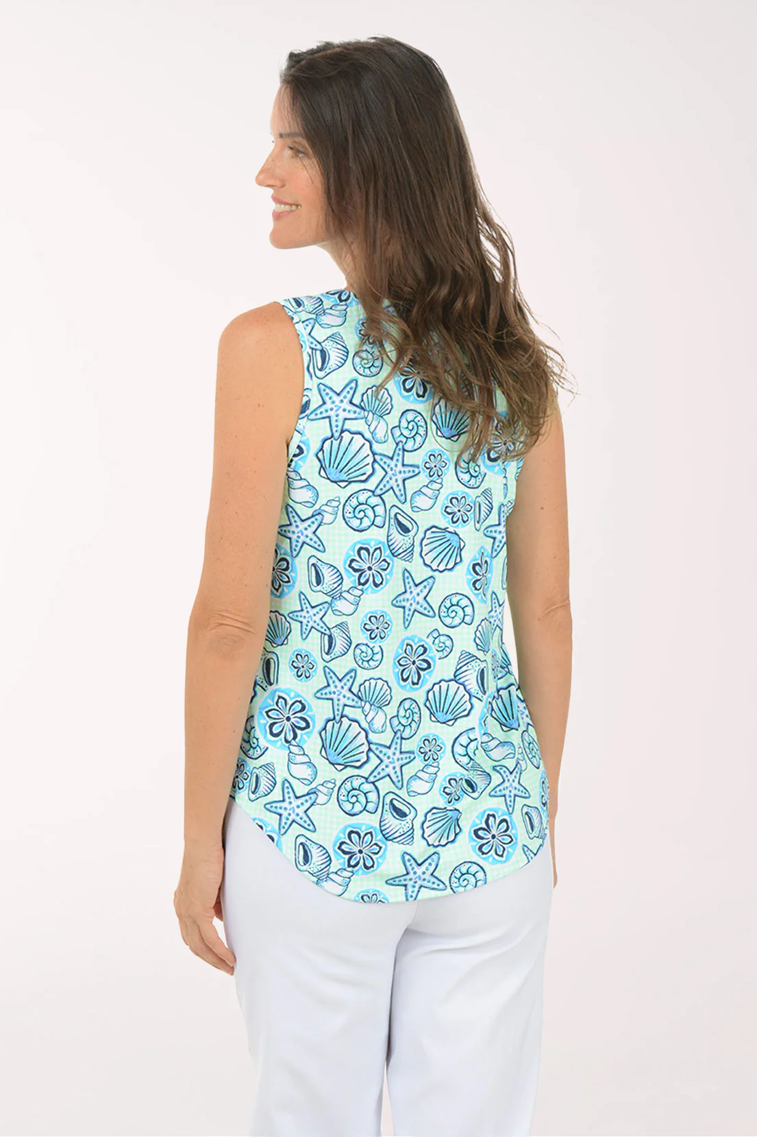 Green Beach Picnic UPF50+ Split Neck Sleeveless Top - Image 3