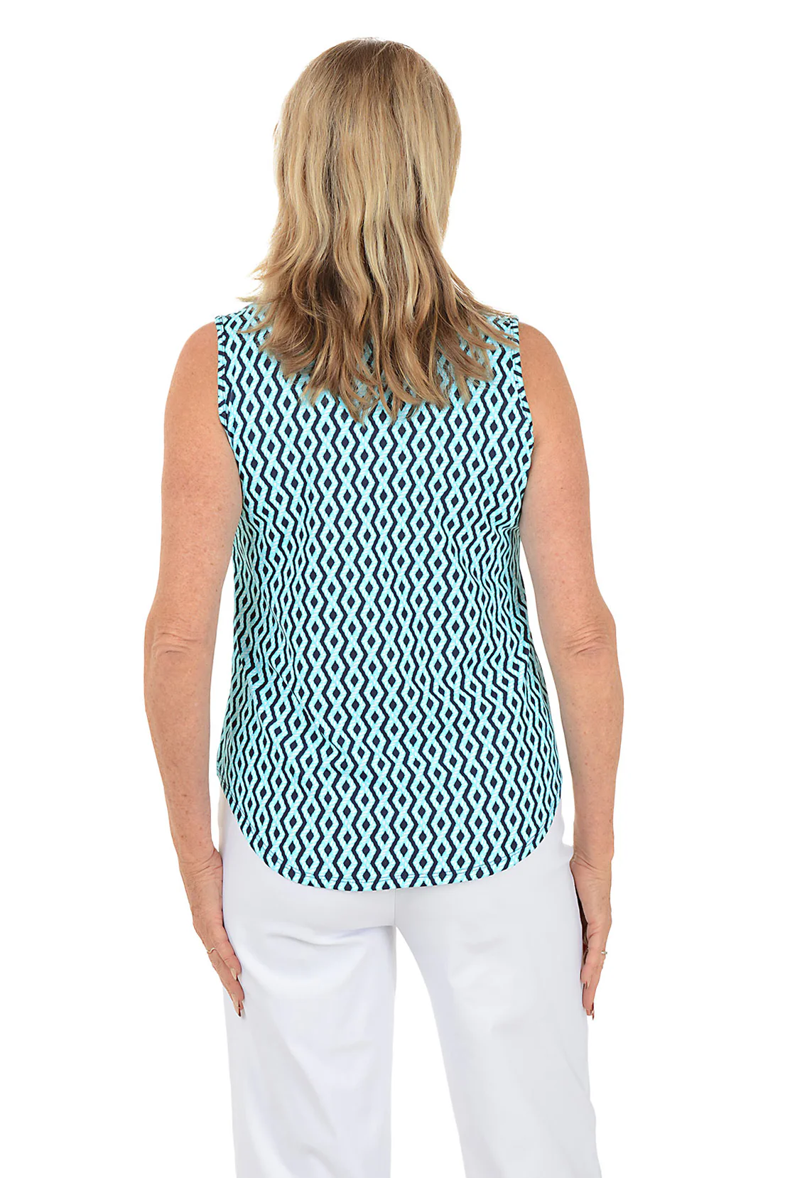 Argyle Rope UPF50+ Split Neck Sleeveless Top - Image 3