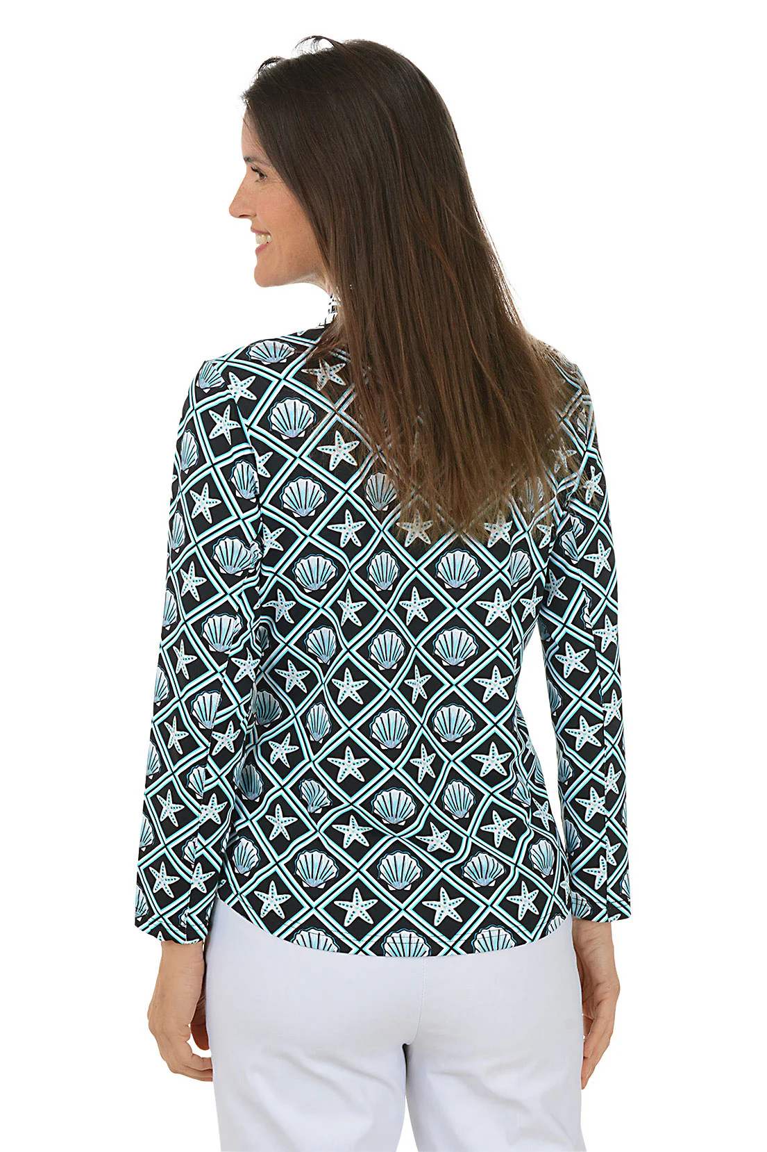 Boxed Seashells UPF50+ Quarter Zip Top - Image 3