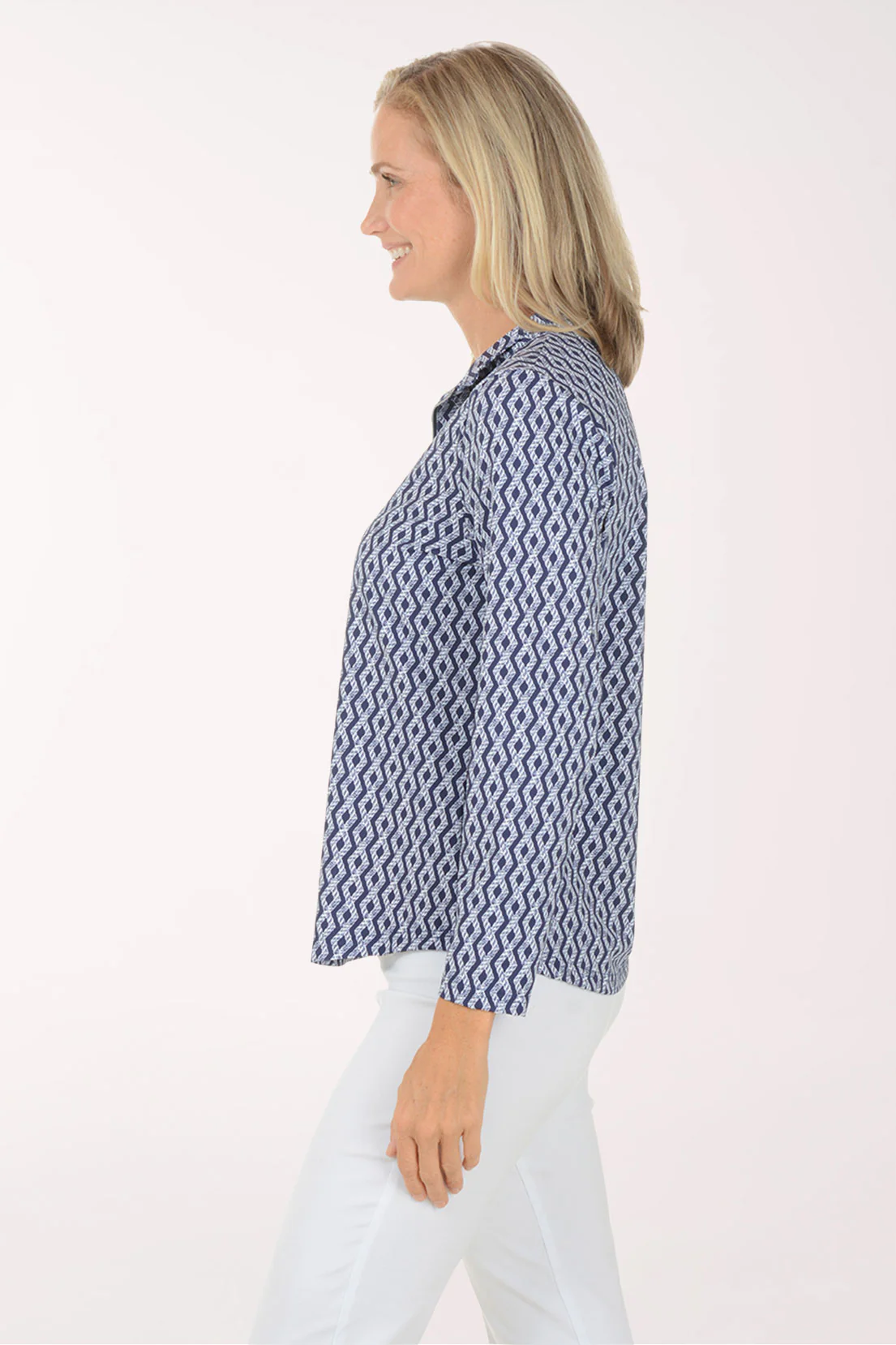 Navy Argyle Rope UPF50+ Quarter Zip Top - Image 3