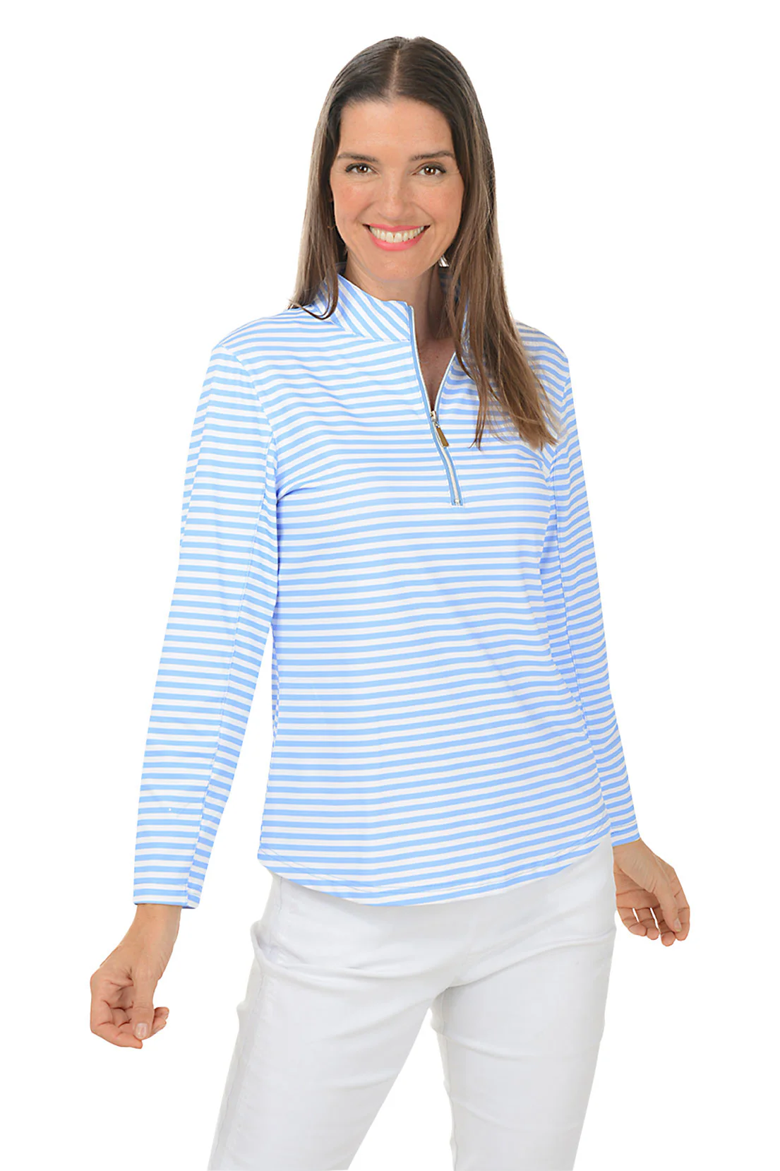 Periwinkle Striped Mock Neck UPF50+ Top - Image 2